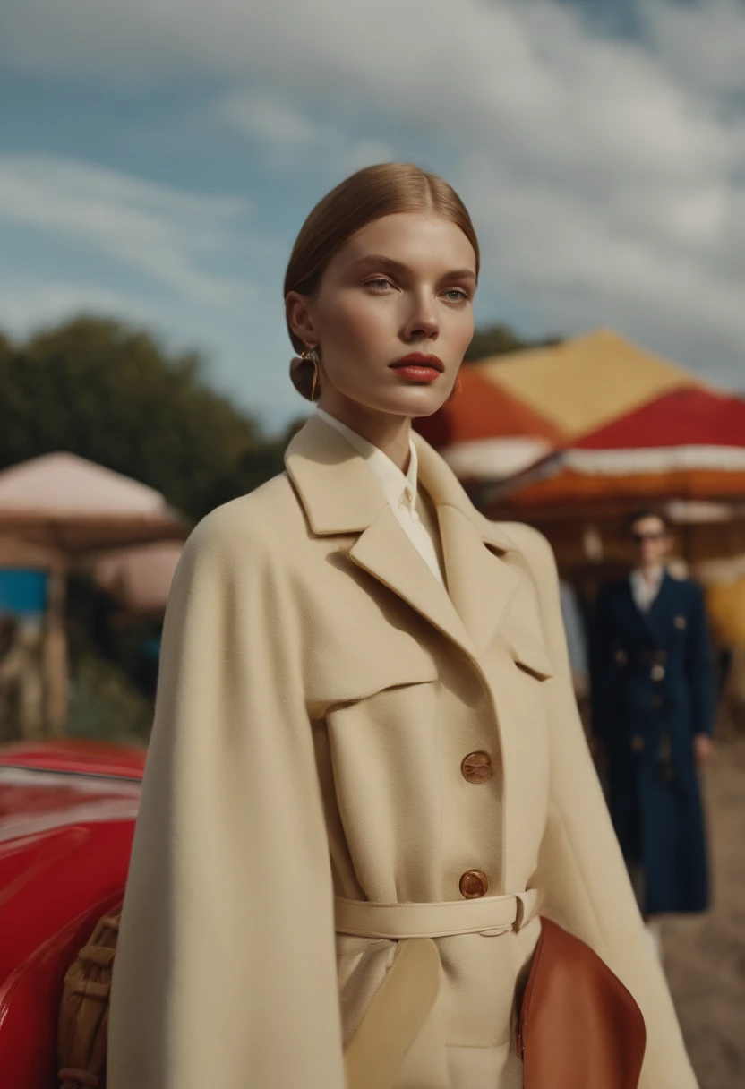 woman model、bokeh dof、Film composition、 Styling is Balenciaga、Wes Anderson、tim walker、Lina Tesch。foco nítido、