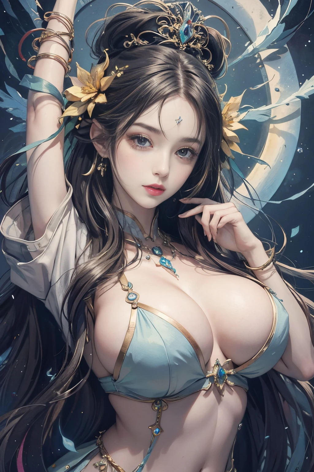 （tmasterpiece，top-quality，Best quality，offcial art，Beautiful and beautiful：1.2），（1 plump girl），The content is very detailed，Colorful，The most detailed，offcial art，Unity8k wallpaper，ultra - detailed，Beautiful and beautiful，Big  are beautiful，tmasterpiece，Best quality，（tangled，datura，Tangles，entangled），divinelight，artistically，Flash drawing，Perfect NwsjMajic