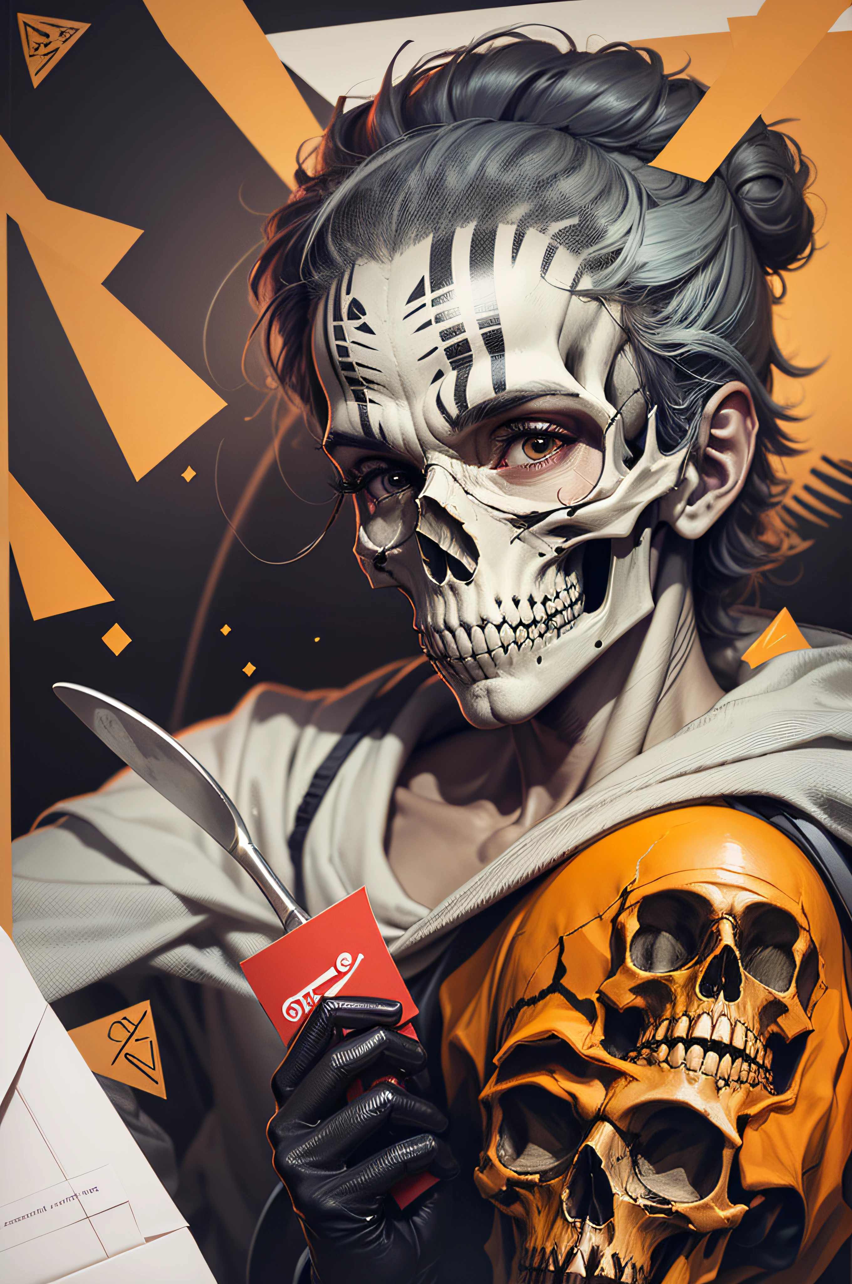 a logo, wrapping company, wrapping, with skull, envelope spatula, thermal blower, vectorized --auto --s2