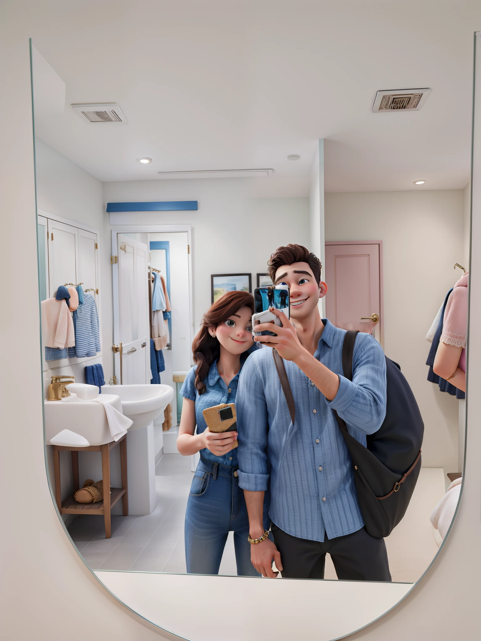 Desney picture ofa couple.mirror photo .3d annimated