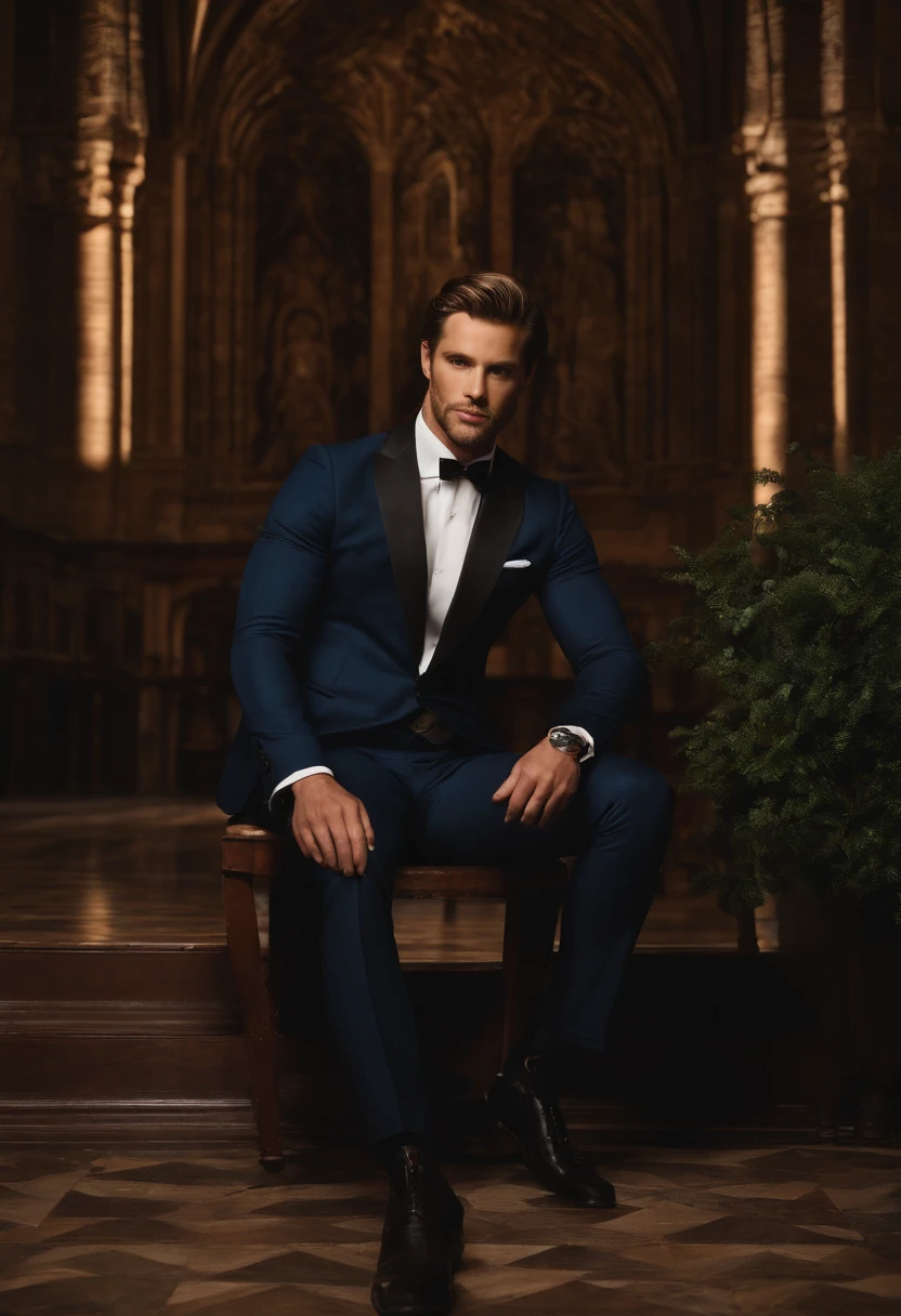 A photo of Osferth sitting in a secluded corner of a dimly lit, ancient cathedral, with the light from stained glass windows casting colorful patterns around him.,original,Osferth looks like Ewan Mitchell, an actor from popular shows like House of the Dragon, The Last Kingdom and World on Fire.
Gender: Male
Appearance:
Osferth possesses a well-maintained physique, characterized by a toned and slim build. His skin exhibits a subtle and sun-kissed tan, giving his complexion a healthy and vibrant quality. His eyes are a captivating shade of blue, drawing one's attention with their depth and clarity.
His hair, a lustrous shade of dirty brown, is kept in a neat and stylish short length, exuding an air of confidence. This particular choice of hairstyle accentuates his facial features and underscores his commitment to a well-groomed appearance.
Attire:
In terms of fashion, Osferth opts for a classic yet refined wardrobe. He typically adorns himself in a plain crewneck shirt that speaks to his appreciation for simplicity and practicality. Paired with this, he opts for straight-leg jeans, striking a balance between comfort and style. His warm coat not only provides protection against the elements but also exhibits a hint of sophistication, making it clear that he pays attention to the details of his appearance.
Completing his ensemble, Osferth chooses semi-formal shoes that seamlessly merge style and comfort, showcasing his ability to navigate between casual and more formal settings with ease.
In sum, Osferth's appearance and style convey an individual who values a harmonious blend of fitness, understated elegance, and practicality in both his physicality and his choice of attire.