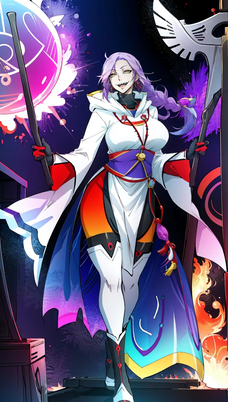 1girl, solo, looking at viewer, cowboy shot, hand arms full body,boots, standing,cute,breast, curvy, female,fantasy goddess,there is a cartoon picture of a woman with a very large breast, glowing divine being, glowing holy aura, inspired by Luma Rouge, the non-binary deity of spring, ethereal rainbow nimbus, the butterfly goddess of fire, inspired by Mariel, glowing aura around her, astral wind, as the goddess of the saturn, “uwu the prismatic person, big breast, serious, beautiful eyes, , full body, walking, long robe, long dress, ,priestess ,holy, smile, god rays, ray tracing, sparkle, cinematic lighting, UHD, retina, masterpiece, ccurate, anatomically correct, textured skin, super detail, high details, high quality, award winning, best quality, highres, 1080P, HD, 4K, thunder aura, light aura,full, snak staff,closed mouth,#anime #character #re:creators #magane chikujoin Trigger Words: chikujoin magane sharp teeth single braid thighhighs gloves earrings Version No.:, long skirt, sharpteeth smile, open mouth, priestess, tunic,, forest ruins background, european tunic, germanic cloths, european forest background, medieval france background
Waiting to start