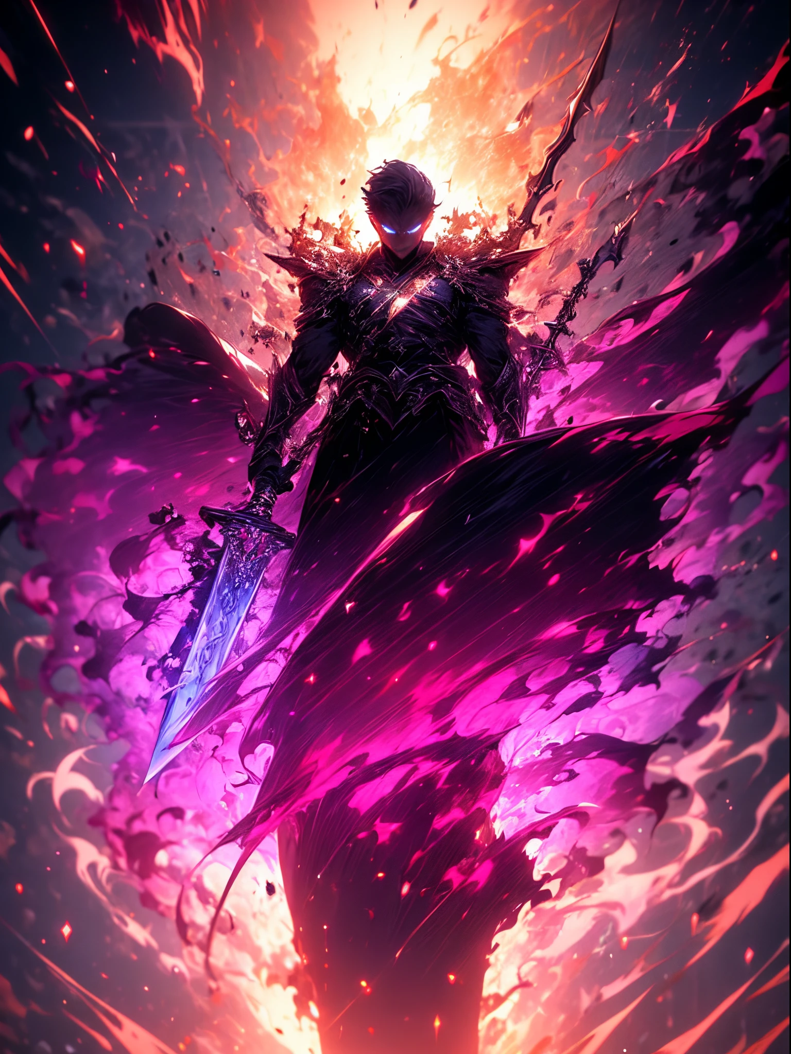 1  Cosmic Slaying God, Celestial Being Slaying God, Beautiful Eyes, Death Stare, Two Beautiful Swords In Each Hand, Celestial Cosmic Armor, Raging, Fury, Sword raging with light and dark element energy, Background with Dark and Light Void Space, Destroyed or Collapsed Planets and Stars in Background , Fearless, Handsome, 4k art, wallpaper, ultra high detailed art