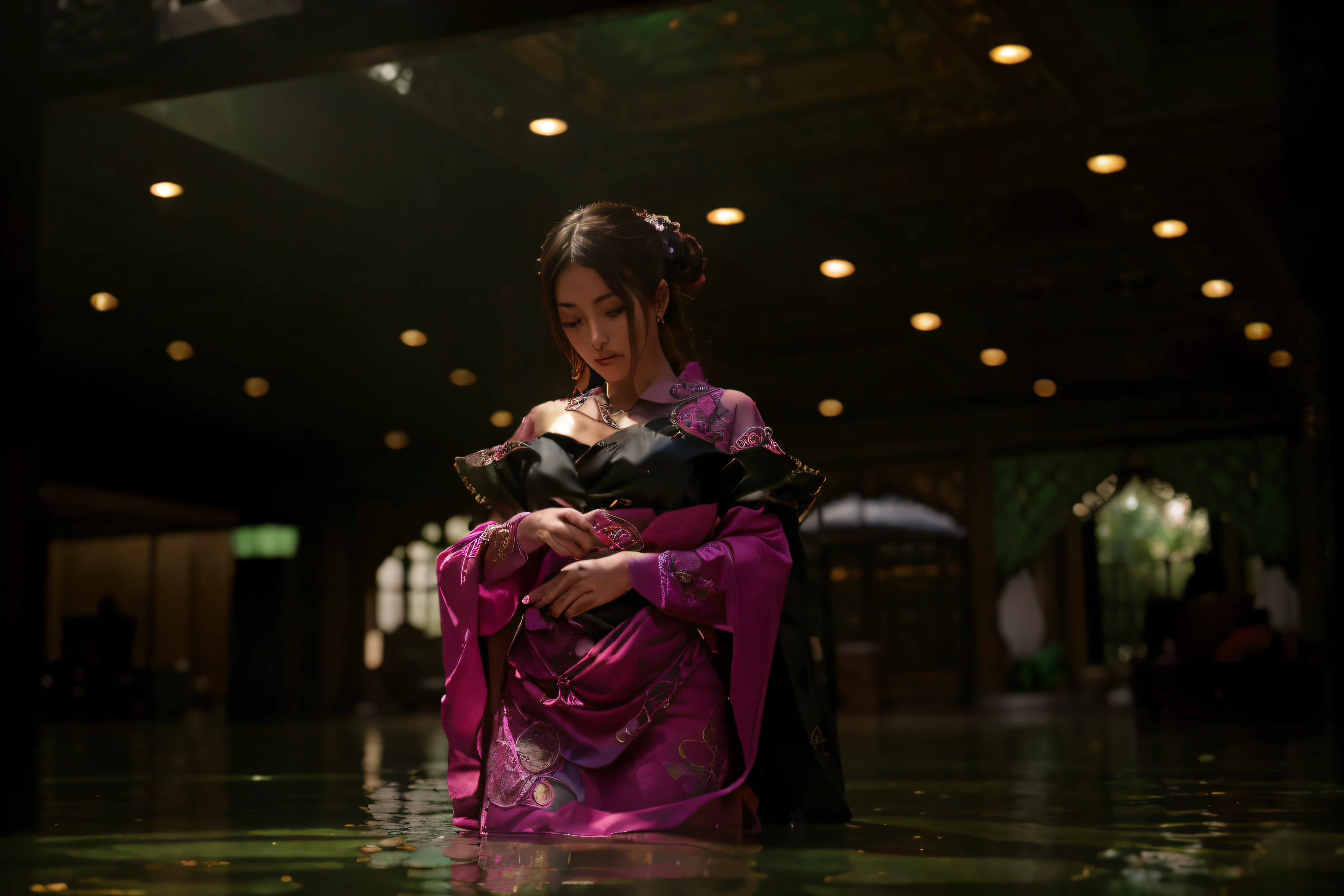 (Best quality, 8k, 32k, Masterpiece, UHD:1.2) "Transform the image into the majestic and opulent Jade Chamber from Genshin Impact. Envision a floating palace adorned with intricate jade architecture, soaring towers, and lush gardens suspended amidst the clouds. Incorporate the iconic elements such as intricate designs, glowing jade accents, and ornate details that capture the elegance and grandeur of the Jade Chamber. Use vibrant colors and cinematic lighting to highlight the splendor of this celestial palace, creating a captivating scene that embodies the fantastical beauty of Genshin Impact's Jade Chamber."