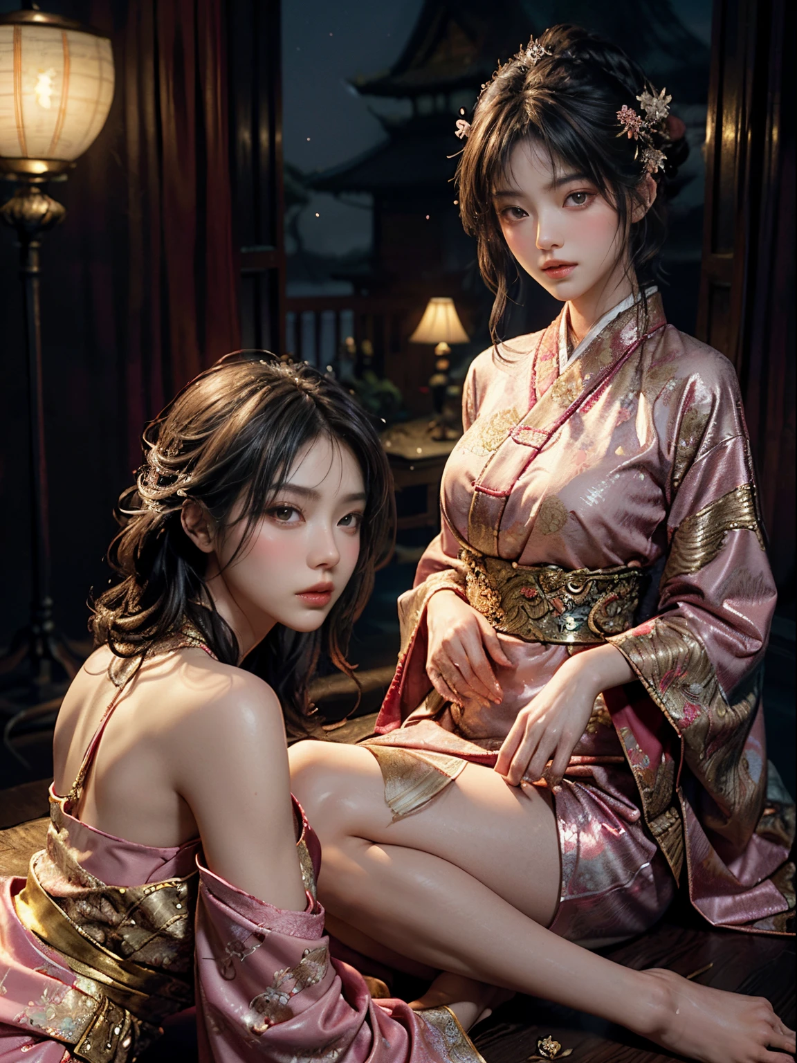 (Best Quality), ((Masterpiece), (Details: 1.4), 3D, HDR (High Dynamic Range), Ray Tracing, NVIDIA RTX, Super Resolution, Unreal 5, Subsurface Scattering, PBR Textures, Post Processing, Anisotropic Filtering, Depth of Field, Maximum Acutance and Acutance, Multilayer Textures, Albedo and Highlight Maps, Surface Shading, Accurate Simulation of Light-Material Interactions, Perfect Proportions, Octane Rendering, Bicolor Light, Large Aperture, Low ISO, White Balance, Rule of Thirds, 8K RAW, Pink puffiness, NSFW, (Emma Watson, (Char Emma Watson: 0.2)), (2 girls touching each other's breasts), (crowd watching), hands touching breasts, kneeling, sideways, exposed, seductive, sexy, poor, movies, tears, teardrops, (torn clothes: 1.9), (transparent wet clothes: 1.8), (see-through parts: 1.8), charming leg seduction, drooling, bare shoulders, real rain, wet hair,.. Wet transparent pajamas, wet torn panties, breasts coming out, sweaty skin, blushing, (cum in face:1.4), (cum in tits:1.8), (cum in ass:1.4), (on stage), (he's wet), (panties half off)