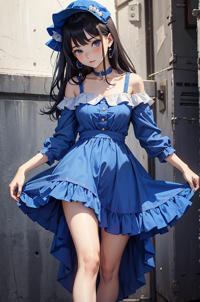 girl with teddy bears Blue dress