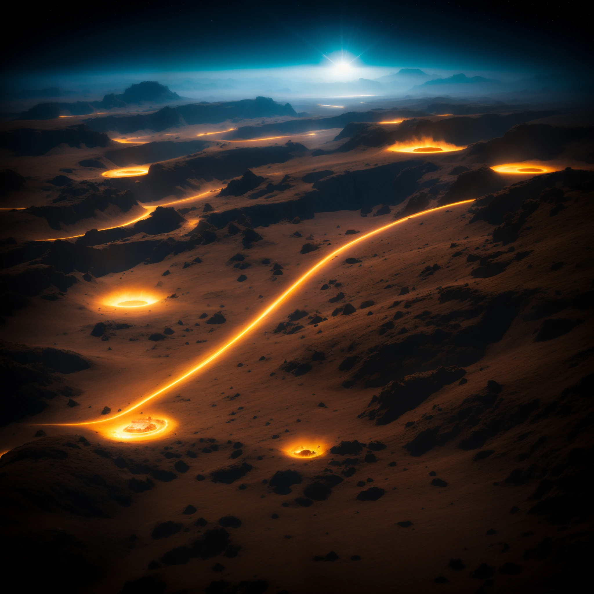 The Great Rift Valley region of the Martian Mo River alluvial plain，Rock Sugar Onyx nuclear-powered command gunboat Black Gold Cruiser Tower Snow Red Marble Glow Space Station 1:3 Models，starrysky，Cyberpunk art of a，Rembrandt light，Detail portrayal，macro shot，surface reflection，high definition detail，Dingdall effect，Light and shadow intensification，The light shines，particle fx，3D modeling，Surface reflected light，detail-rich，The texture is delicate，Strong visual impact，Hyper-detailing，A high resolution，high saturated，Ray traching，Light and shadow effects，16K smooth，A high resolution
