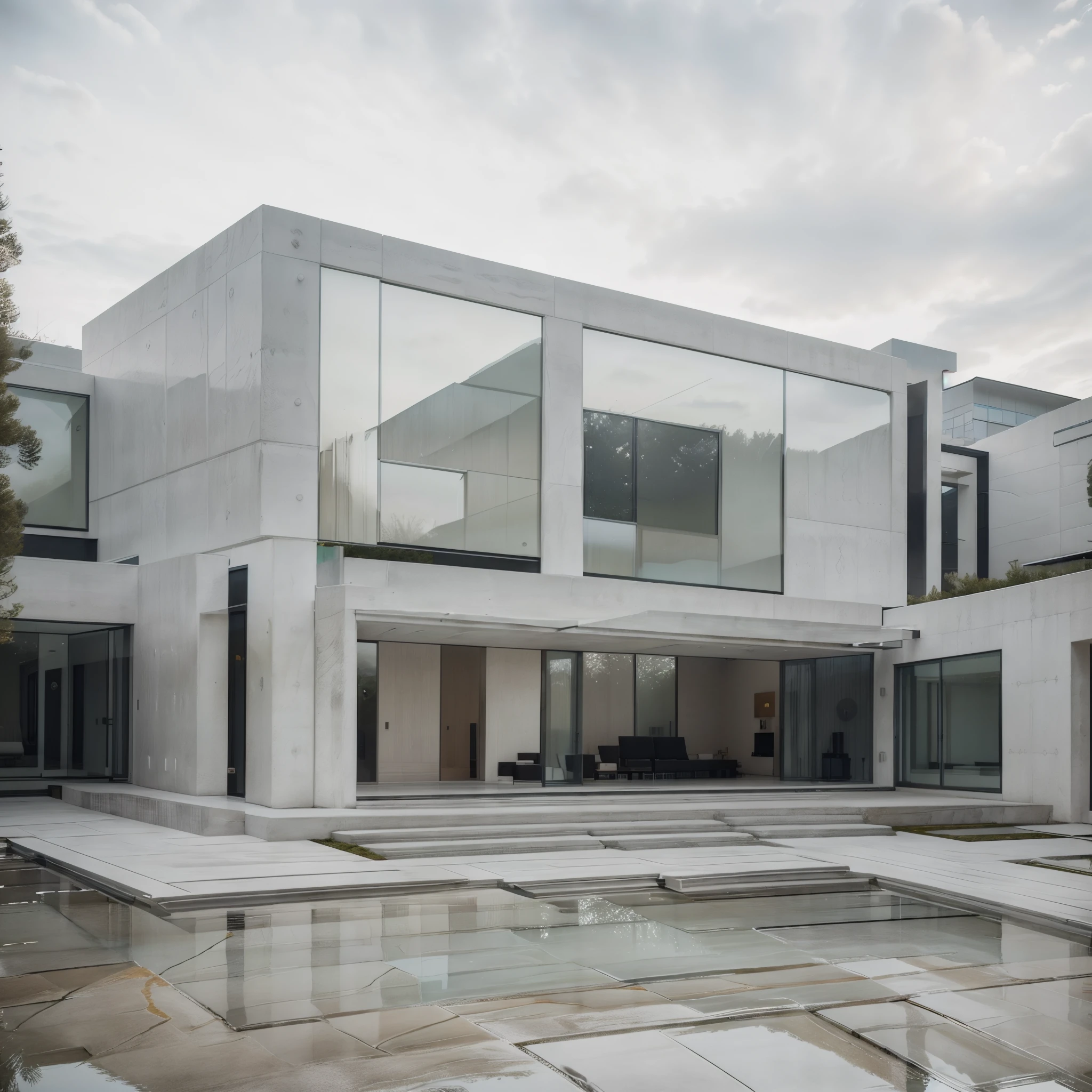 modern house, suburban, glass walls, two level home, grand entry, courtyard home,zen garden in the front, double garage, luxury home, feature marble cladding to exterior, warm, inviting, exterior shot, photography, DSLR camera, tado ando, kengo kuma, pintrest, HD,