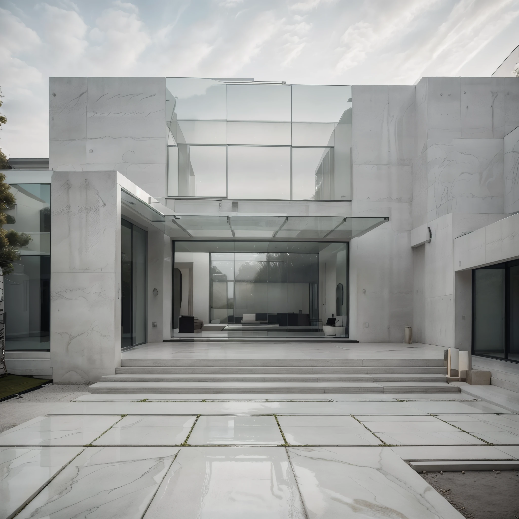 modern house, suburban, glass walls, two level home, grand entry, courtyard home,zen garden in the front, double garage, luxury home, feature marble cladding to exterior, warm, inviting, exterior shot, photography, DSLR camera, tado ando, kengo kuma, pintrest, HD,