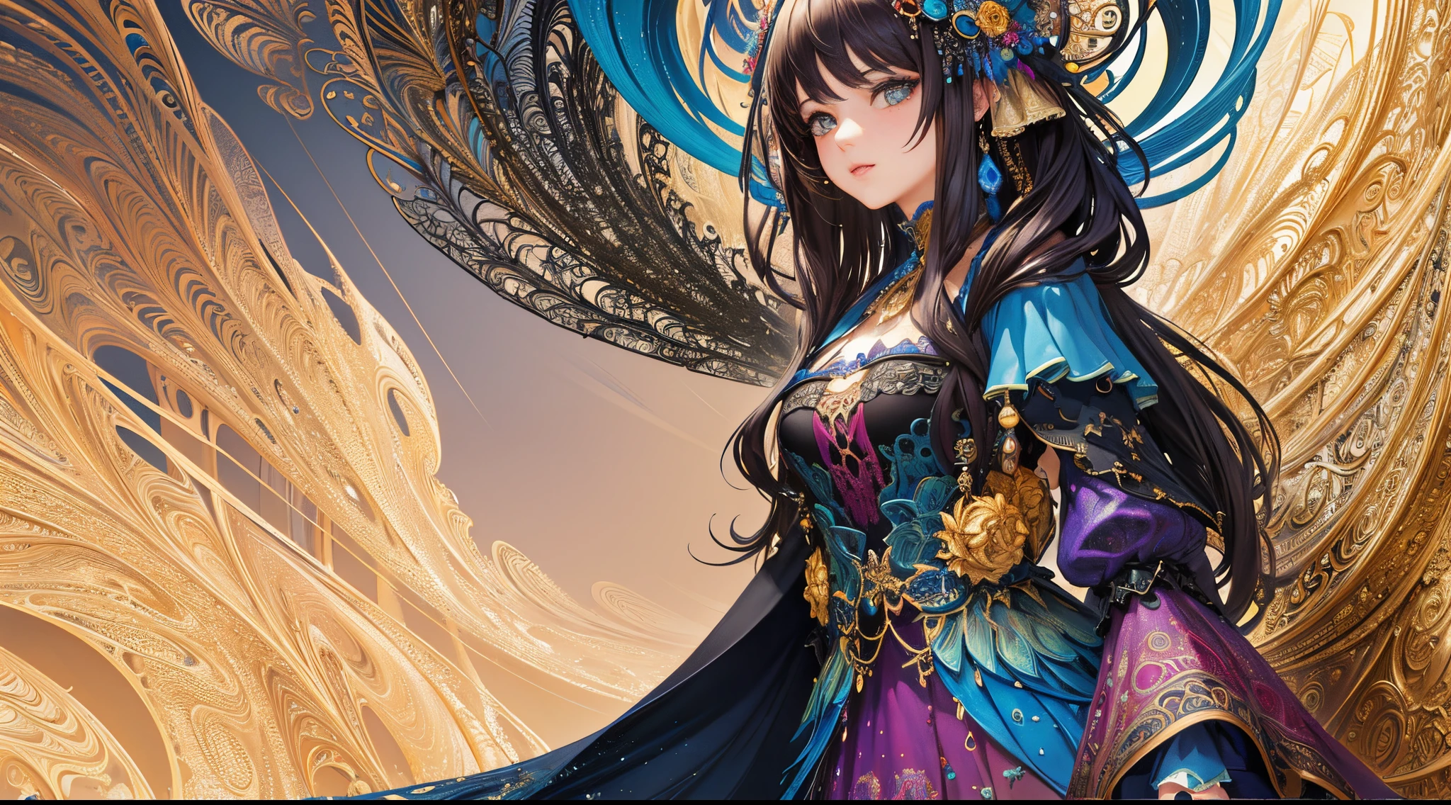 (masterpiece, top quality, best quality, official art, beautiful and aesthetic:1.2), (1girl), extreme detailed,(fractal art:1.3),colorful,highest detailed