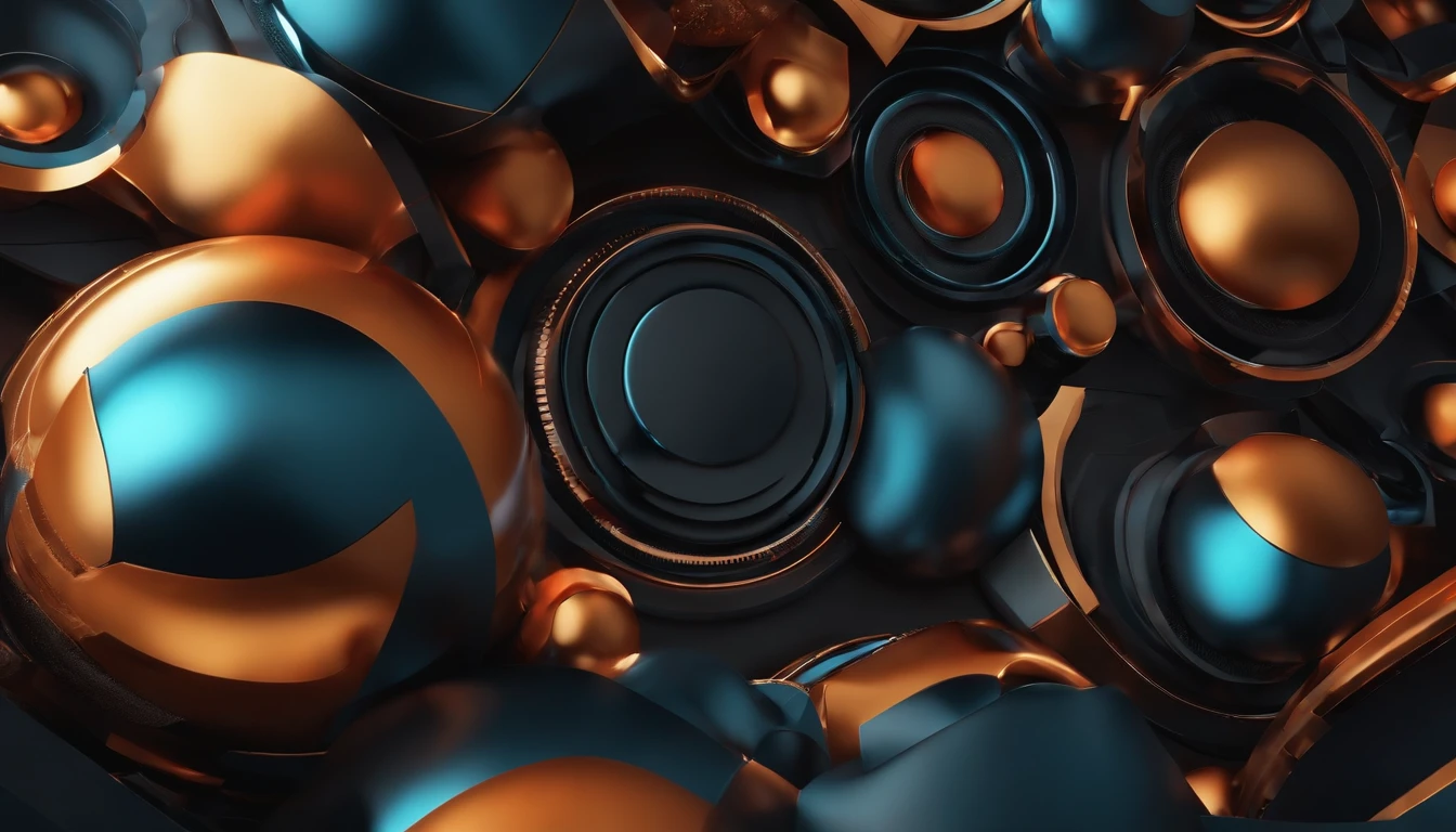 A high-resolution image of a tech-inspired background with abstract 3D shapes in bold and contrasting colors, creating a visually striking and futuristic display.