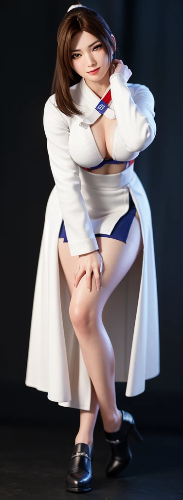 Mai Shiranui, (best quality, ultra-detalhado, Realistic:1.37), rosto delicado, rosto detalhado, Sweet smile expression, corpo perfeito, Textura ultrarrealista, Retrato, vivid colors, soft lighting