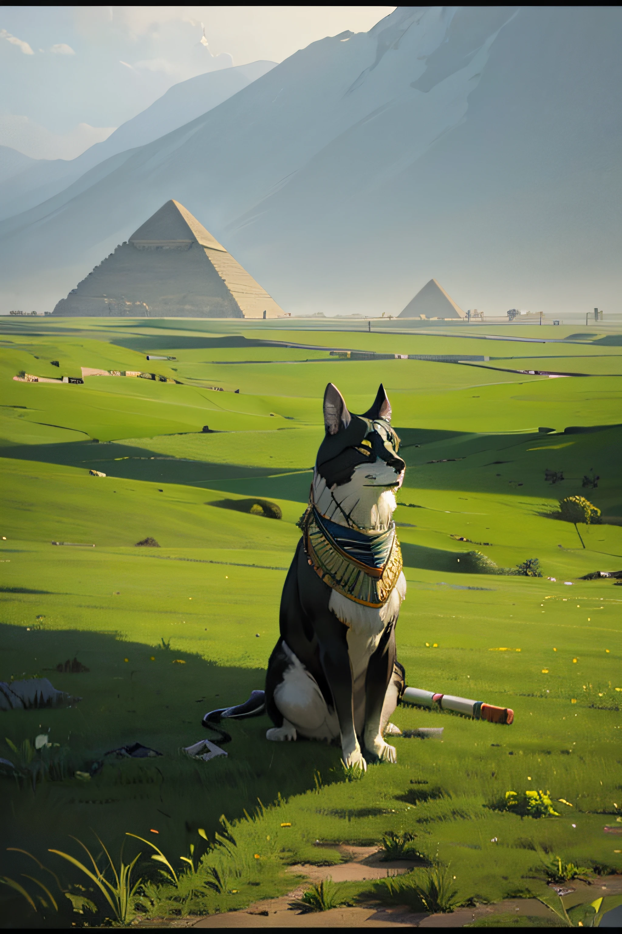 Egypt, Green grass, Grey sky