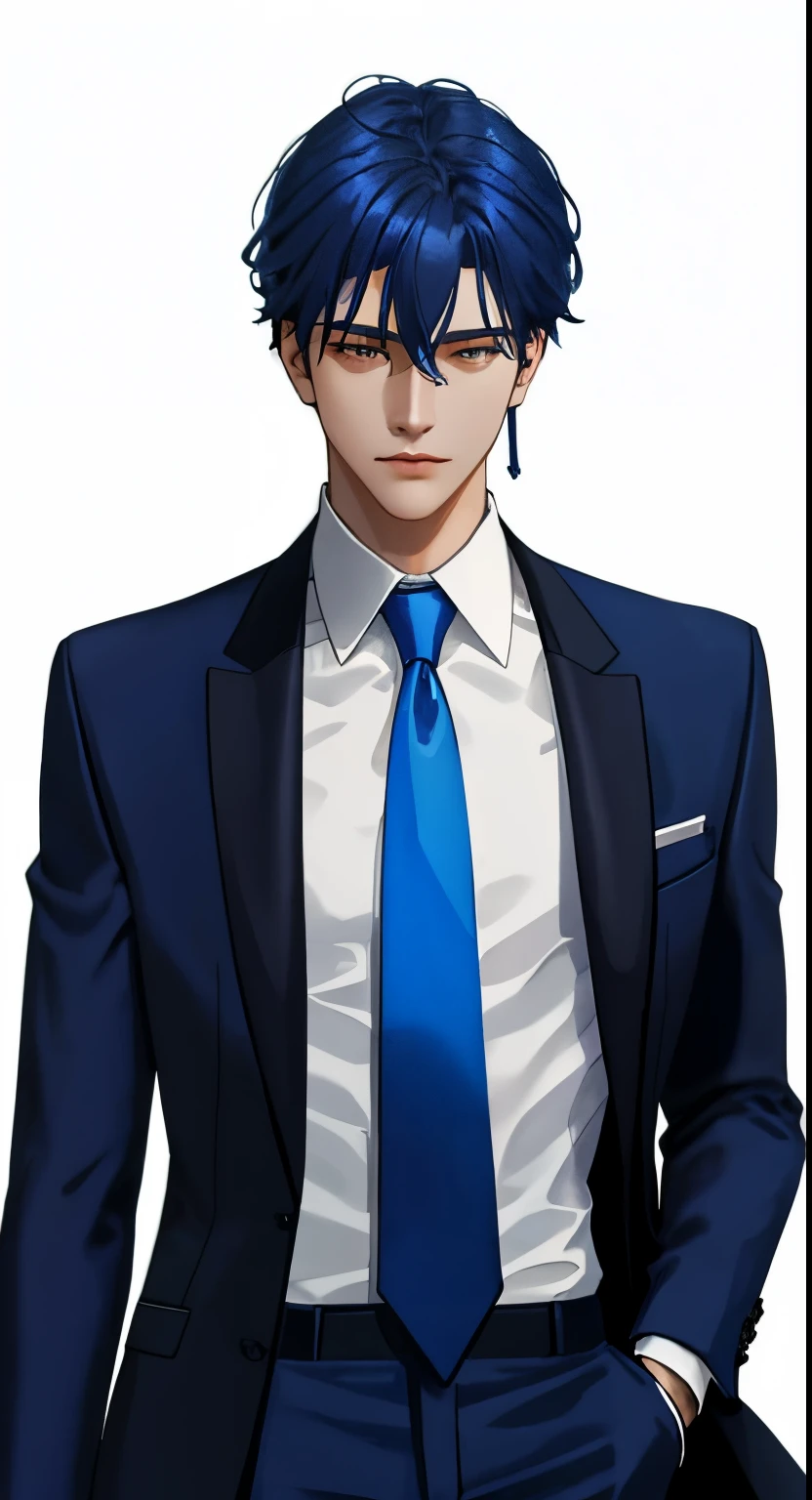 Wearing a blue suit、a blue tie、Man wearing black hood and blue headphones, wear suit, man in dark blue full body suit, Wearing a smart business suit, Red Cobra, hands spread wide,