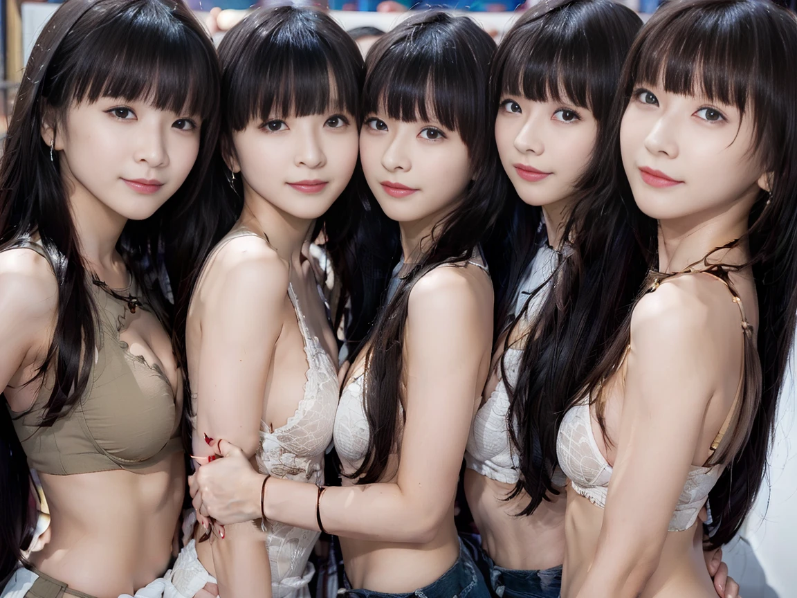 a picture、6+girls、((Ultramammy))、(((Tiny breasts)))、Women only、a smile、18year old、100+girls,harem、clones、Raw photo、same person