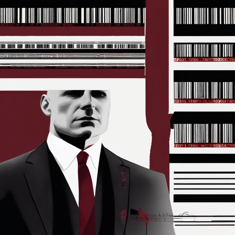 Agent 47 has a tattoo on the back of his head in the style of a barcode. He is bald. 47's typical attire consists of a black suit, black leather gloves and shoes, white dress shirt, and a burgundy tie.,Hitman series,Agent 47 has a tattoo on the back of his head in the style of a barcode. He is bald. 47's typical attire consists of a black suit, black leather gloves and shoes, white dress shirt, and a burgundy tie.,face,photo