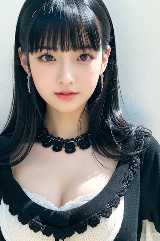 1girl in,huge-breasted, Black hair, High quality, ultra-detailliert, masutepiece, Realistic
