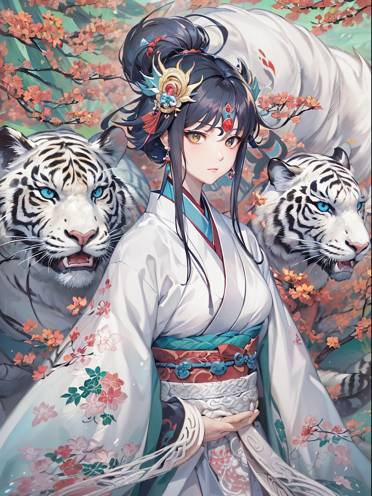((Finest quality)),(超A high resolution),(ultra-detailliert),(Meticulous portrayal),((Best Anime)),(Finest works of art),Ultra-Precision Art,The art of astounding depiction,Overwhelming descriptive power:1.5, (Heian culture:1.5),dazzling, (Princess wearing Juni-Hitoe:1.6),Peace aristocracy:1.3,unclear:1.3, ((blue dragon,Suzaku,the white tiger,Xuanwu))