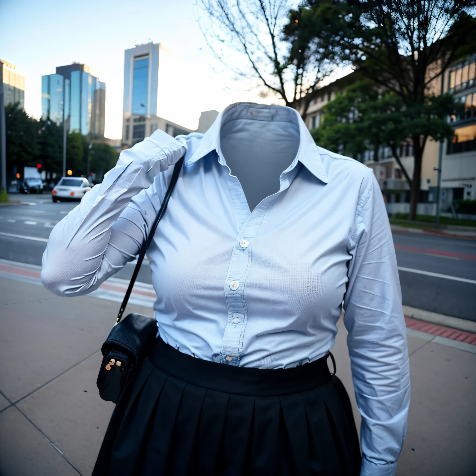 (chubby, fat:1.4), school uniform, school tie, school bag, in university, (cute pose), (invisible:1.5, no humans:1.5, headless:1.5, faceless:1.5), (cute big breasts), (close-up shot of hip:1.2), (8k, RAW photo, best quality, masterpiece:1.2), (realistic, photo-realistic:1.37), photon mapping, radiosity, ((Hasselblad photography)), physically-based rendering