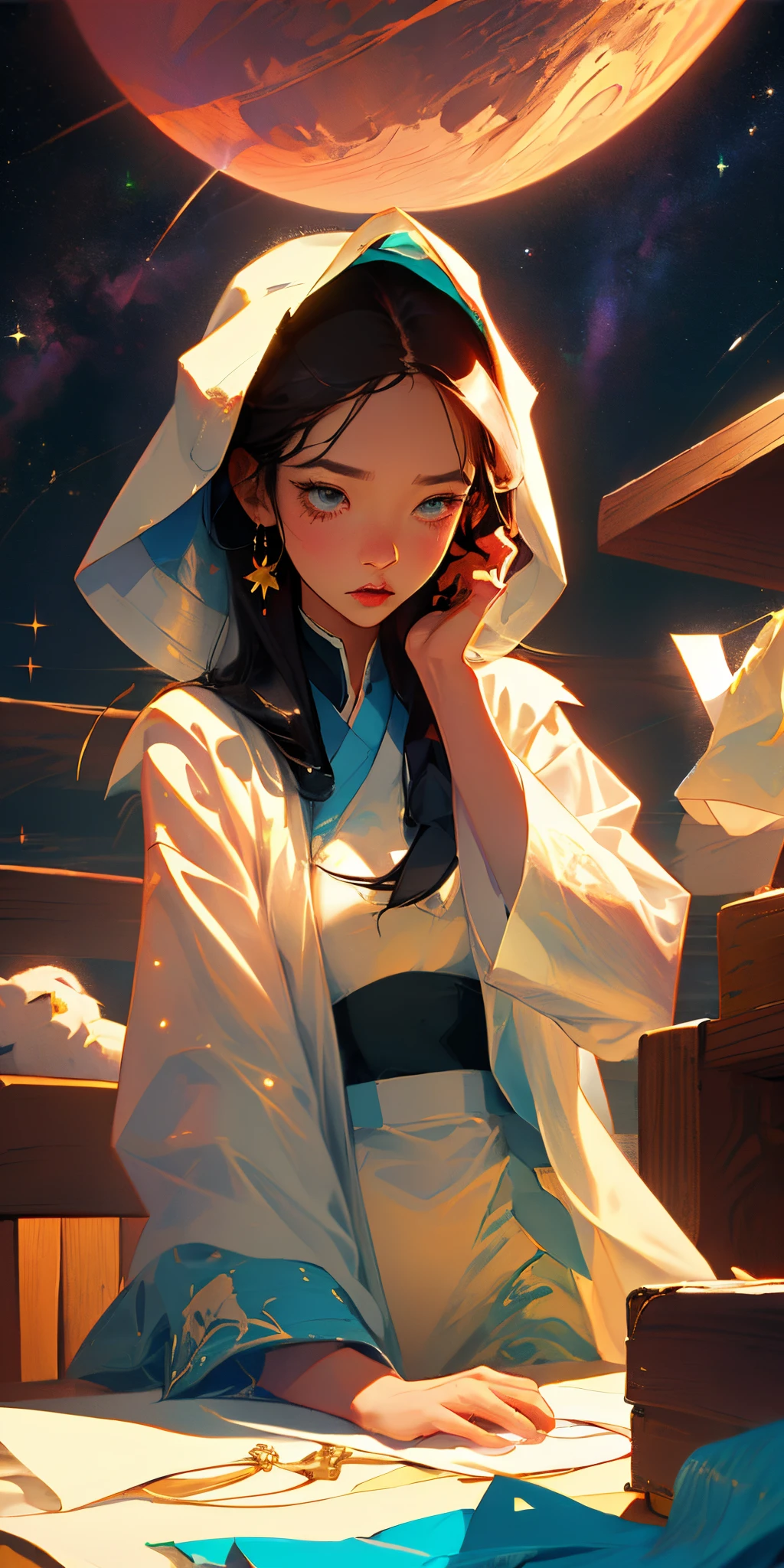 Orihime hand-sewing clothes by the Milky Way and the god giving orders