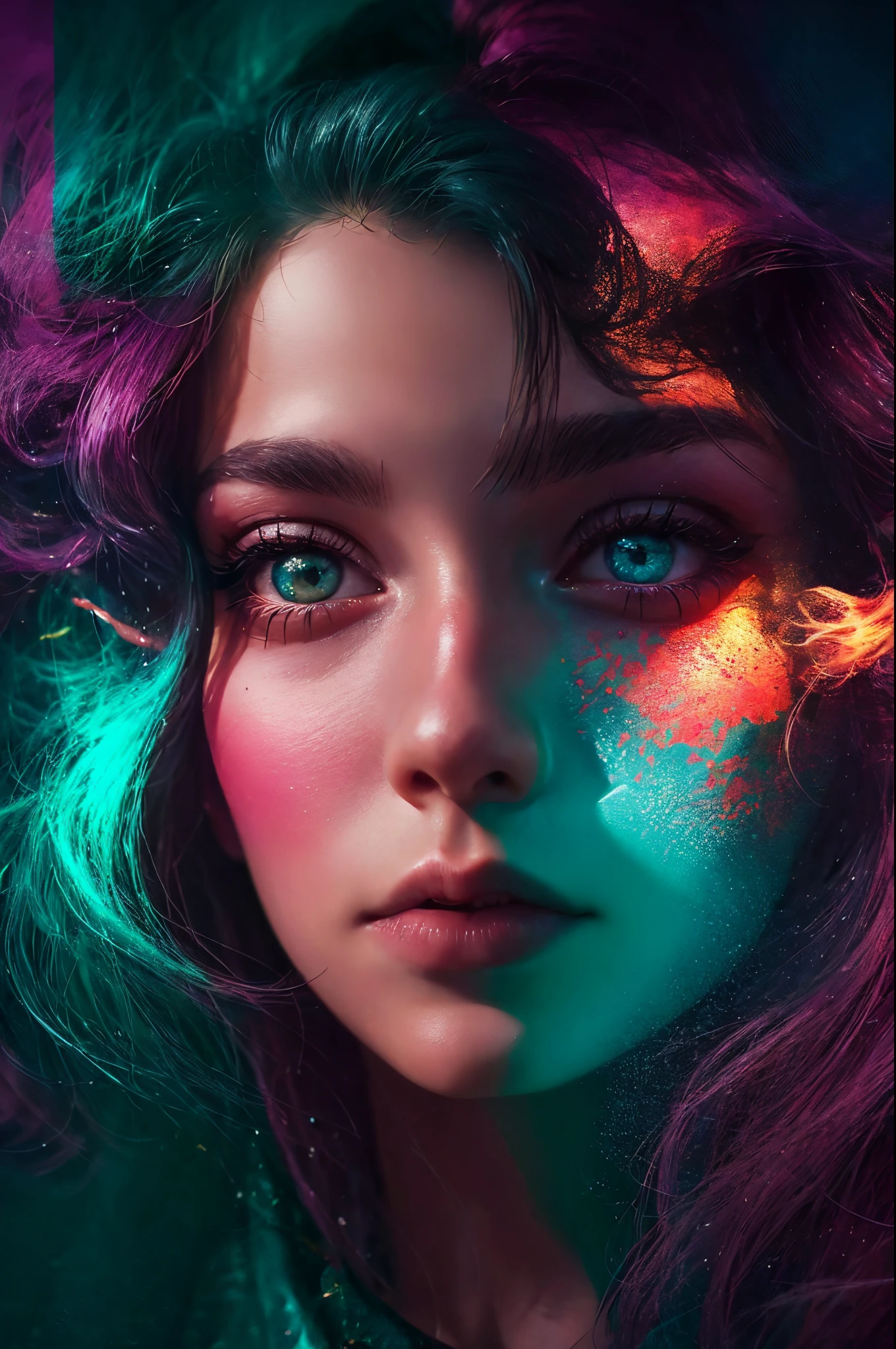 double contact,Oliver Morris double exposure photography style,girl portrait,Close-up cleavage,group of buildings,Colorful,Vibrant colors,a true,フォトリアリスティック,k hd,8K分辨率,tmasterpiece