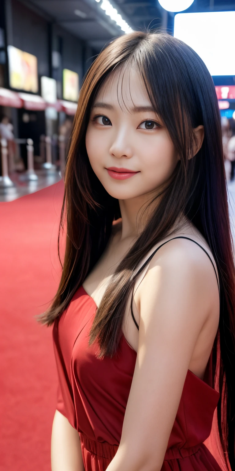 ulzzang -6500-v1.1, (Raw photo:1.2), (Photorealsitic), (Best Quality, masutepiece), 1girl in, Pose, game_nffsw, Particle, Wind, Red carpet, Upper body, a person々The background of the photo is like this, Looking at Viewer, Blonde, Galaxy, Smiling, Charming face, dynamics light, Post a photo, neat fashion, 8K, Heatwave - AR5:7---Section 750 - Q 2 - V 5.1 --style raw