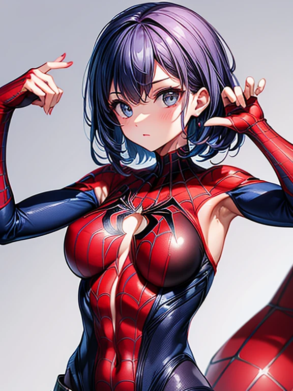 1girl, female spiderman, chest up , armpit, perfect body, slim curve, masterpiece, 8k