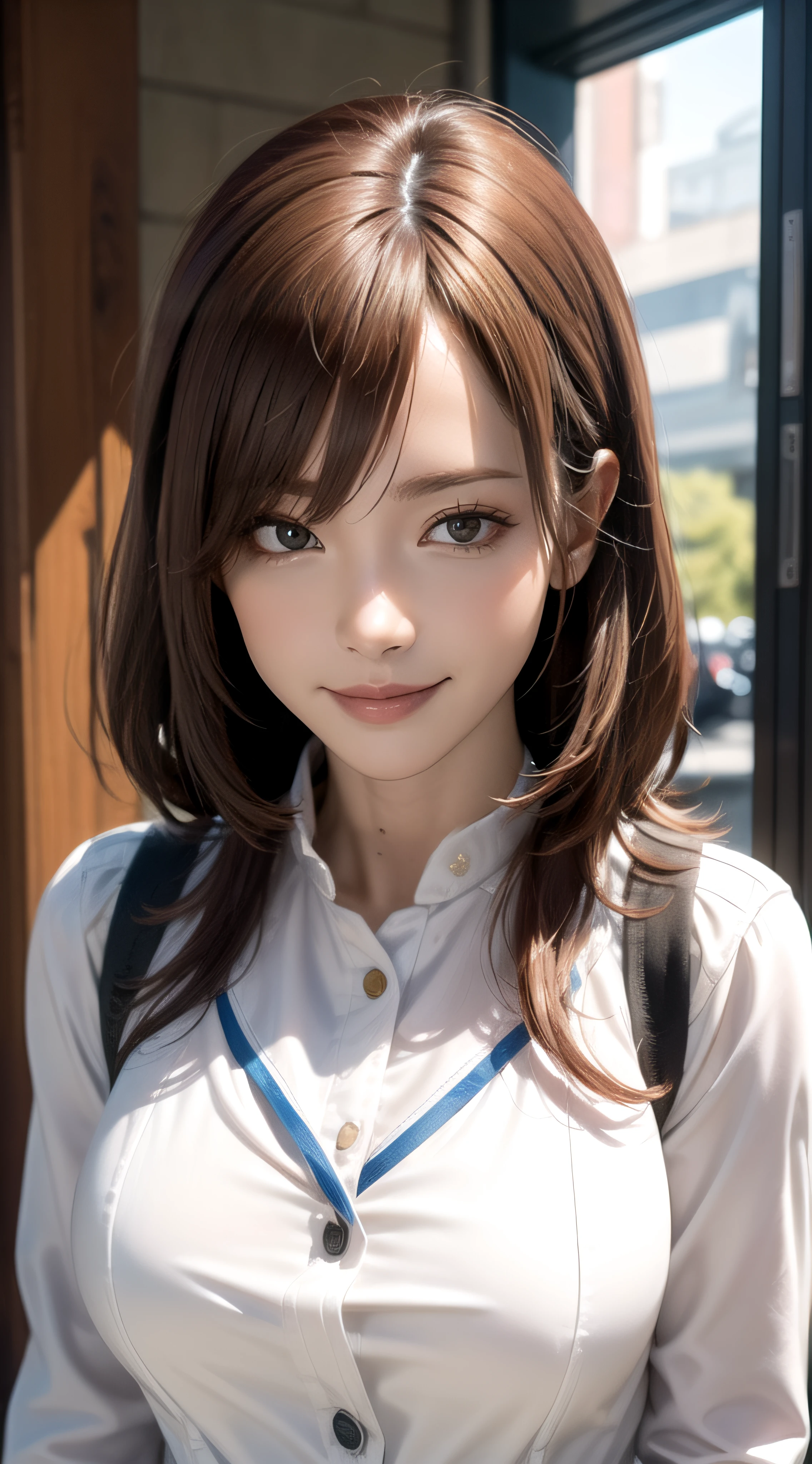 (ultra detailed skin),curvy,petite,beautiful breasts,large breasts,pale skin,pointy breasts,erect nipples,(fantasy art,Highest image quality,Hyperrealist portrait,(8k),ultra-realistic,best quality, high quality, high definition, high quality texture,high detail,beautiful detailed,fine detailed,extremely detailed cg,detailed texture,a realistic representation of the face,masterpiece,Sense of presence,Dynamic,bold),(thin hair),(soft hair),(straight hair:1.5),Swept long bangs,extra light coppery amber hair,hair over one eye,girl,mecha_girl_figure,school uniform