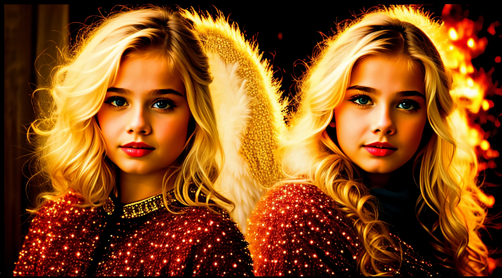 Russian blonde girl ,AND ANGEL OF WiNGS OF FIRE.