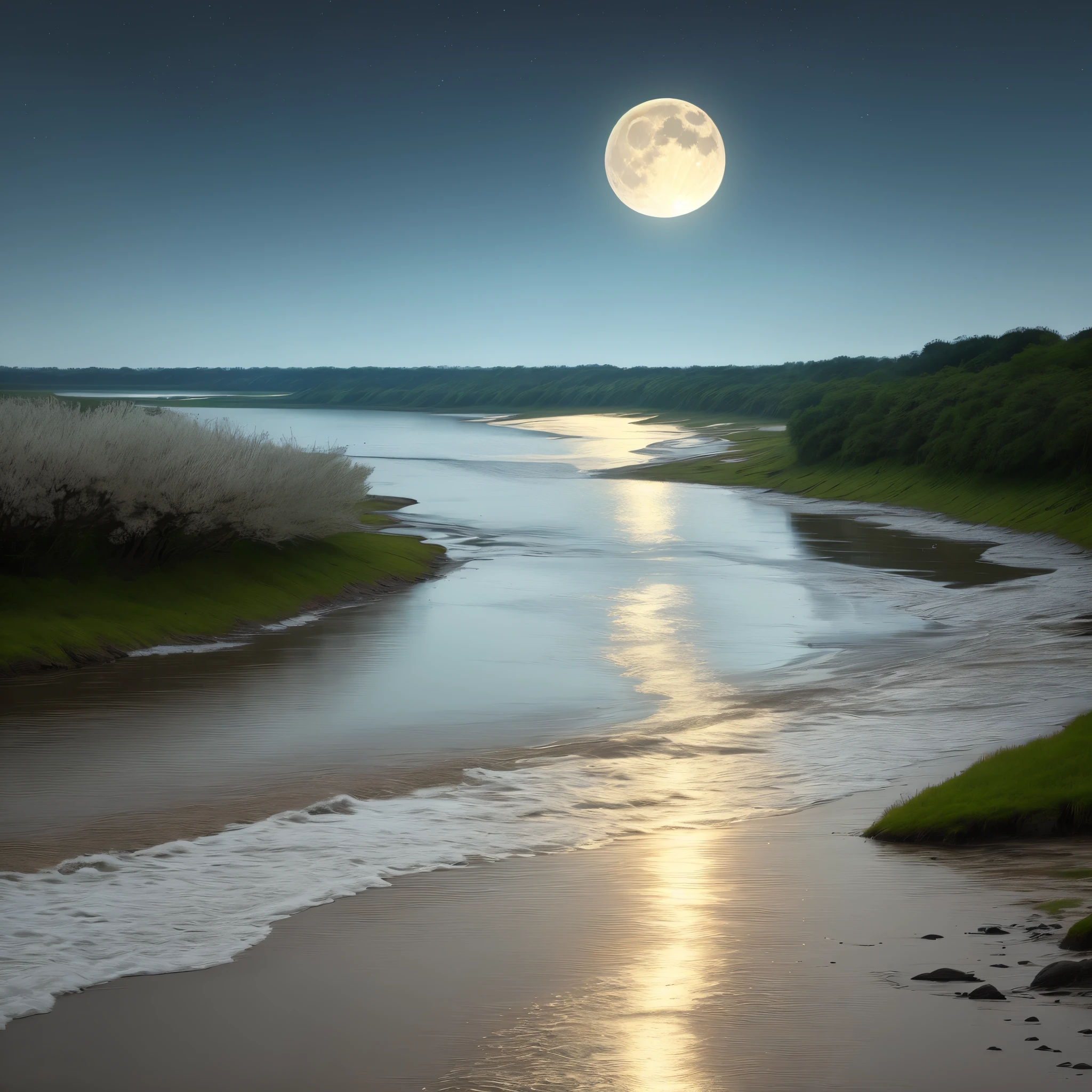 The tide of the Spring River is flat, and the bright moon on the sea coexists with the tide