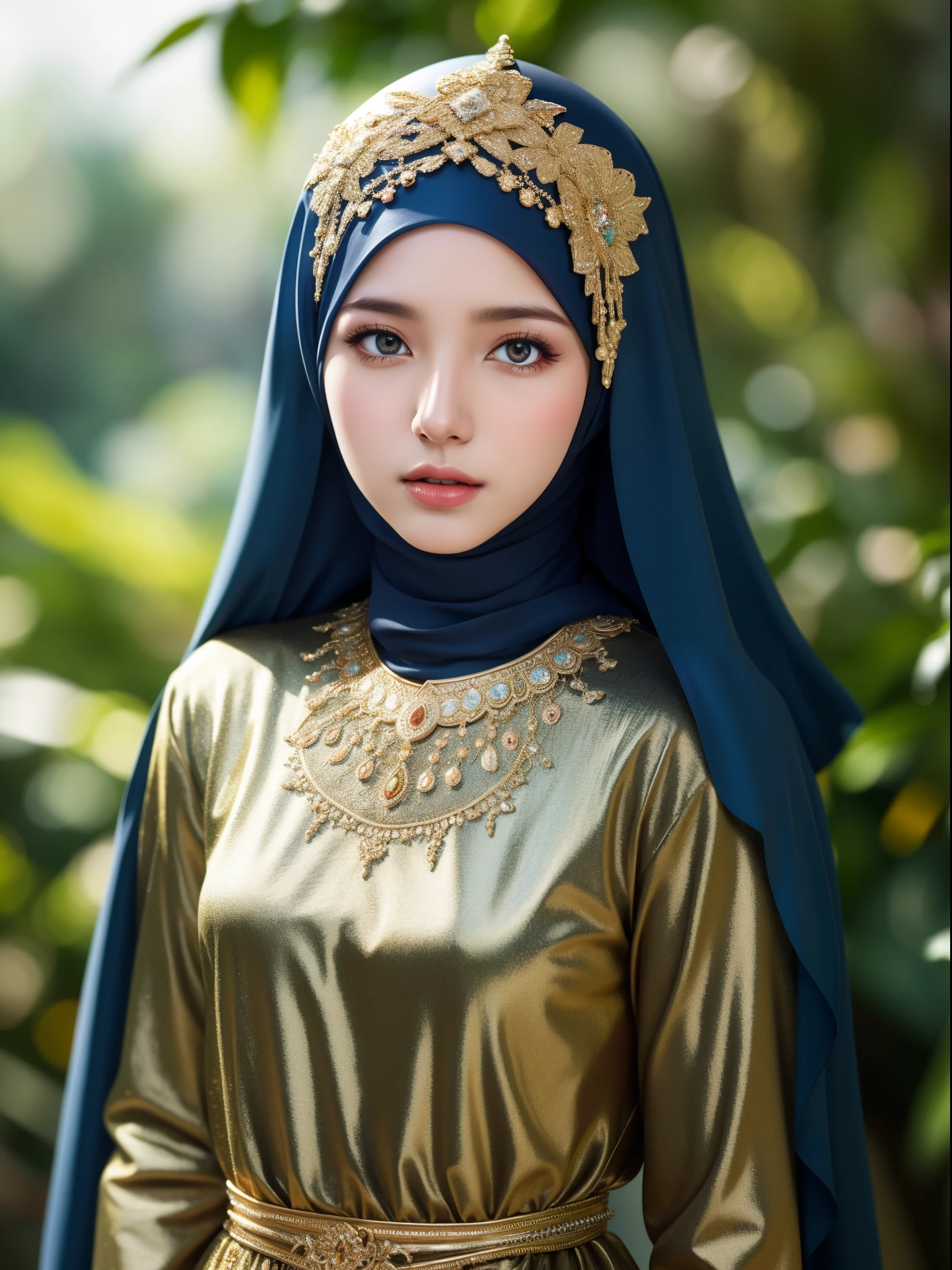 best quality, masterpiece, highres, (moslem female dress:1.4), necklace, Beautiful face, (upon body from head to waist:1.37), tyndall effect, photorealistic, dark studio, rim lighting, two tone lighting, 8k uhd, dslr, soft lighting, high quality, volumetric lighting, candid, Photograph, high resolution, 4k, 8k, Bokeh, (hyperrealistic girl), (illustration), (high resolution), (extremely detailed), (best illustration), (beautiful detailed eyes), (best quality), (ultra-detailed), (masterpiece), (wallpaper), (photorealistic), (natural light), (rim lighting), (detailed face), (high detailed realistic skin texture), (anatomically correct), (solo), (1 girl), (heterochromic eyes), (detailed eyes), (sparkling eyes), (long legs), (dynamic pose), (concentrated expression), (wearing hijab:1.4), (moslem headscarf:1.37), reading glasses.