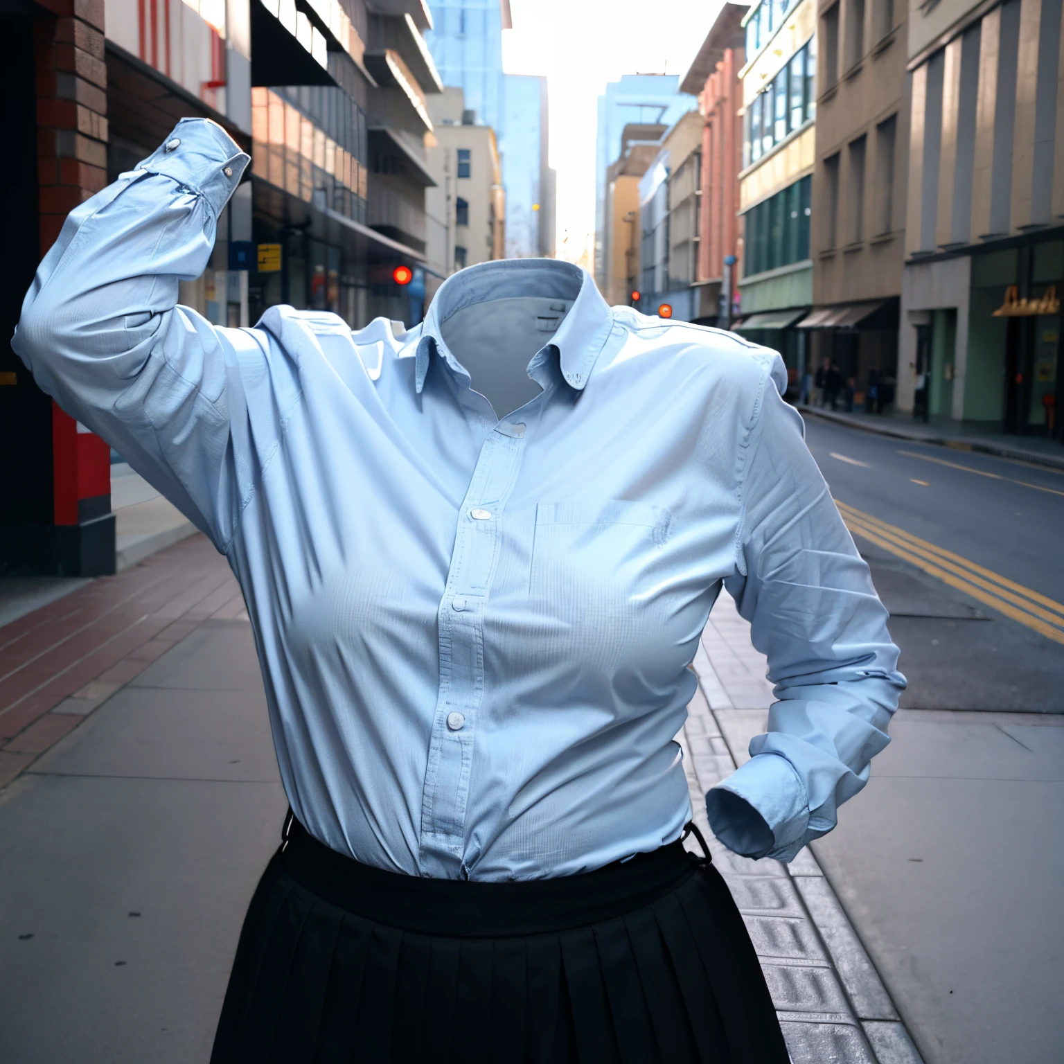 School uniforms, ((Invisible, No Man:1.5, Headless:1.5, No Hand, Legless)), big breast, (breast close-up), (From behind),
(8K, RAW photo, Best quality, Masterpiece:1.2), (Realistic, photo-realistic:1.37),photon maping, Radio City, ((Hasselblad photograp)),Physically-based rendering,