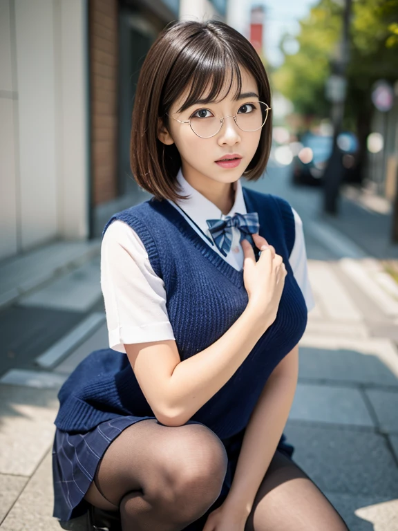 （8K、Raw photography、top-quality、​masterpiece：1.2),Bullish,Muchimuchi,Erotic,Pupils,Light Blue Bra,de pele branca,kne,(Black pantyhose),absurderes,a small face,small tits,flat breast,Parting the bangs from the middle、Forehead visible,(a cold expression<Tight eyes,glares,Bullish,skinny,Rasping,irate)、​masterpiece,top-quality、超A high resolution,Raw photo,ren,Beautiful fece,One Person, 独奏,eye glass,,Dark look,Small breasts,fullllbody,Round glasses、cute little、JK school uniform,hi-school girl,A Japanese Lady,is standing,（Photorealsitic：1.37）、Photon mapping,Light blue ribbon,Realistic、Cute little face,Brown-eyed、Black socks、(Red bow tie)、Radio City、Physically Based Rendering、Foreground、depth of fields、Blurry background、a picture,The girls、Body,beauty legs, Long legs, Thin leg,Long bob cut,(Bangs are visible), hair, s lips, Blue_The eye, nosesoft,(Dark blue sweater), (Navy and blue and white plaid pleated skirt), Knees are visible,Sheer clothing,, Thigh, Black cotton socks,Nogizaka Idol, 女優, Japan idle
Waiting to start