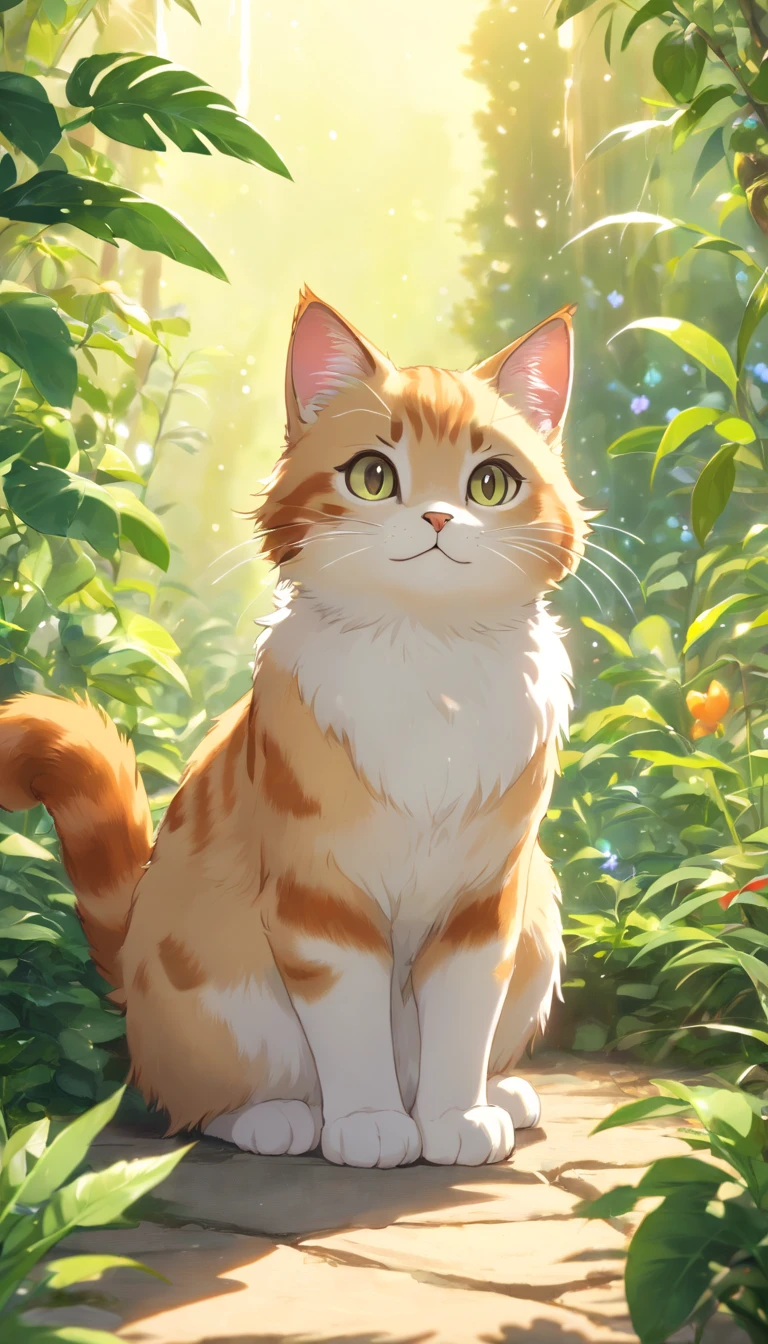 (top-quality,4K,8K,A high resolution,tmasterpiece:1.2),ultra - detailed,(realist,photo realist,photo realist:1.37),Beautiful feces,詳細な目,詳細な唇,The content is very detailed,Beautiful feces,Naughty cat in the garden,Bright light,Bright light,magic light,Cute 3d rendering,beautiful artwork,Bright lights,Amazingly bright light,beautiful digital art,adorable digital art,Cute cat,wayward cat,Charming bright lights,Captivating digital art,Beautiful and shiny creatures,Cute whimsical cat,Magic scene cat paw raised