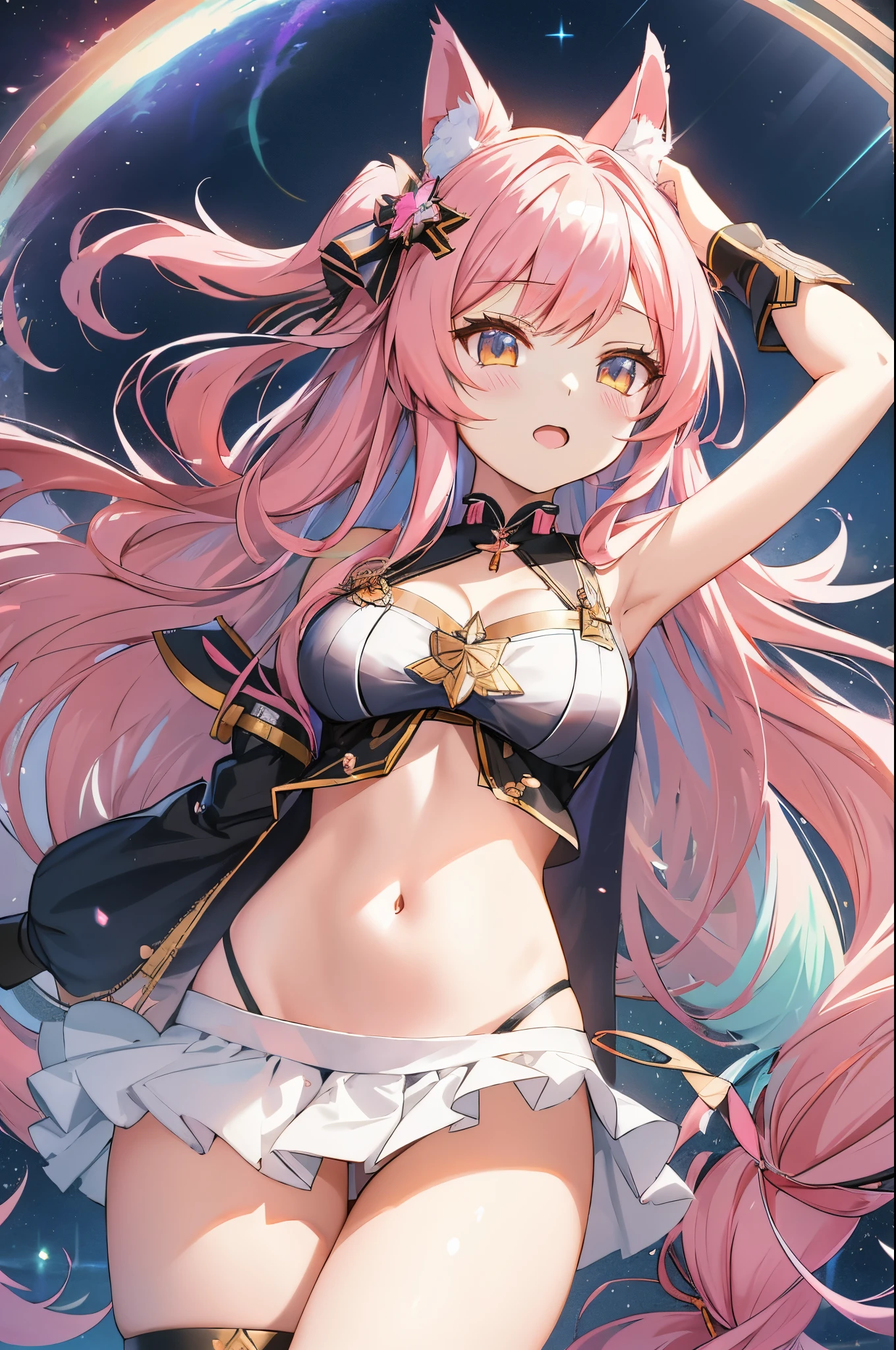 Anime girl with long pink hair and cat ears, anime goddess, from the azur lane videogame, azur lane style, from girls frontline, Seductive Anime Girl, shadowverse style, characters from azur lane, Fine details. girls' frontline, Very detailed ArtGerm, Trending on ArtStation pixiv, beautiful celestial mage, marin kitagawa fanart