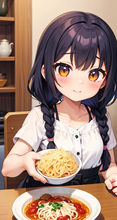 kawaii girl、Long、Braids、Spaghetti、Large serving of rice