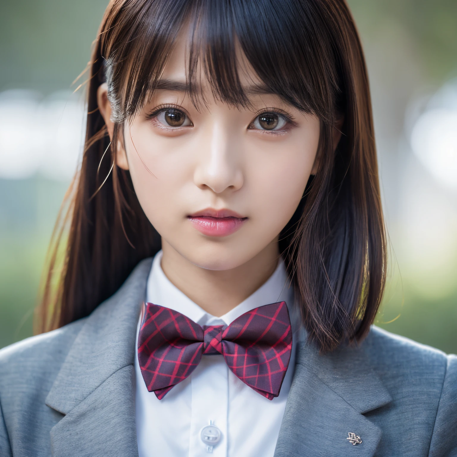 a close up of a woman wearing a bow tie and a suit, a picture inspired by Ma Yuanyu, trending on cg society, shin hanga, seifuku, headshot profile picture, jaeyeon nam, chiho, jk uniform, japanese girl school uniform, sakimichan, tzuyu from twice, anime girl in real life