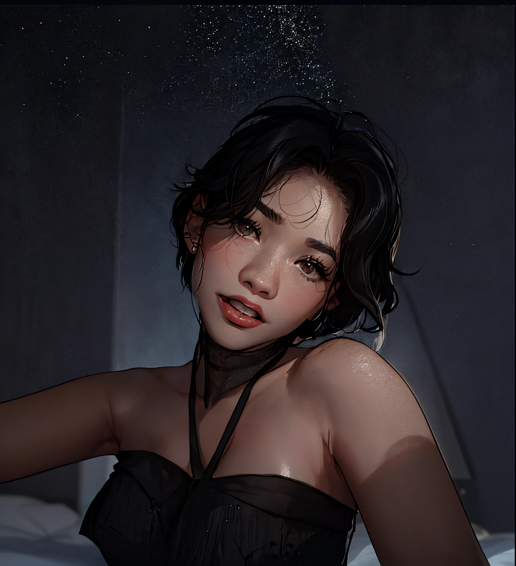 there is a woman in a black dress posing for a picture, with short hair, 18 years old, cindy avelino, 1 , leaked photo, 2 7 years old old woman, 30 years old woman, 2 2 years old, 🤤 girl poyears old, headshot profile picture, 2 8 years old