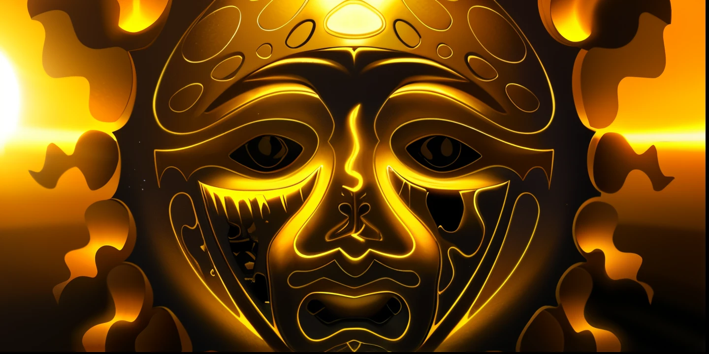 a close up of a face with a sun in the, 3d render, 3d, volumetric sun face