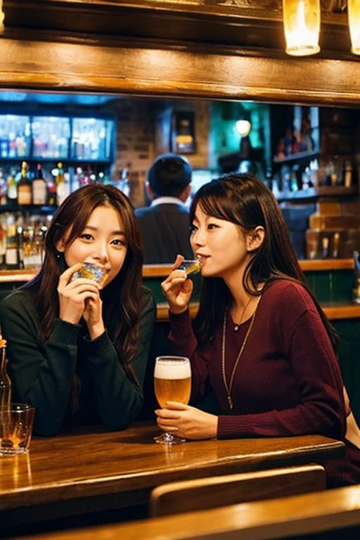 Customers drinking at a pub