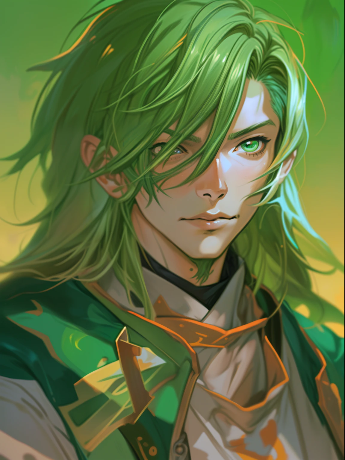 CharHelper, anime style digital painting, (close-up) male character portrait, artwork by Shigeru Miyamoto, Loish and Wlop