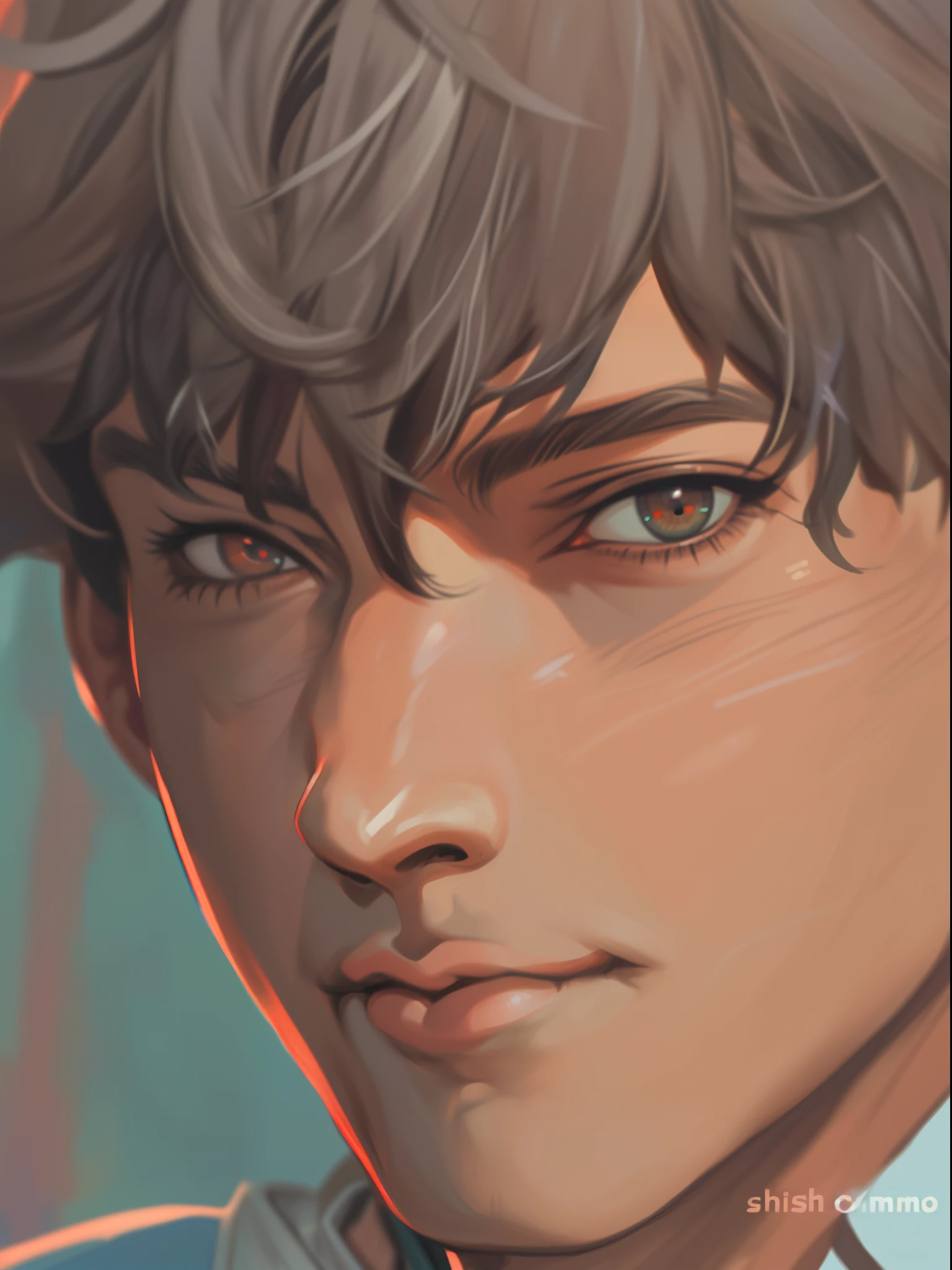 CharHelper, anime style digital painting, (close-up) male character portrait, artwork by Shigeru Miyamoto, Loish and Wlop