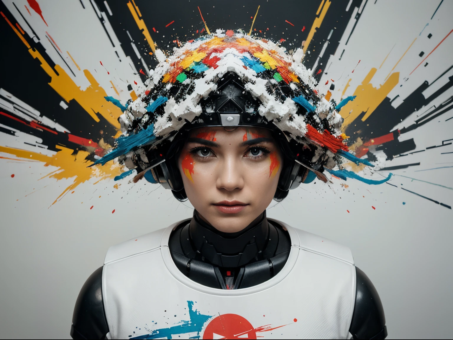 Roboto. exploding your head with colorful paints. fundo branco