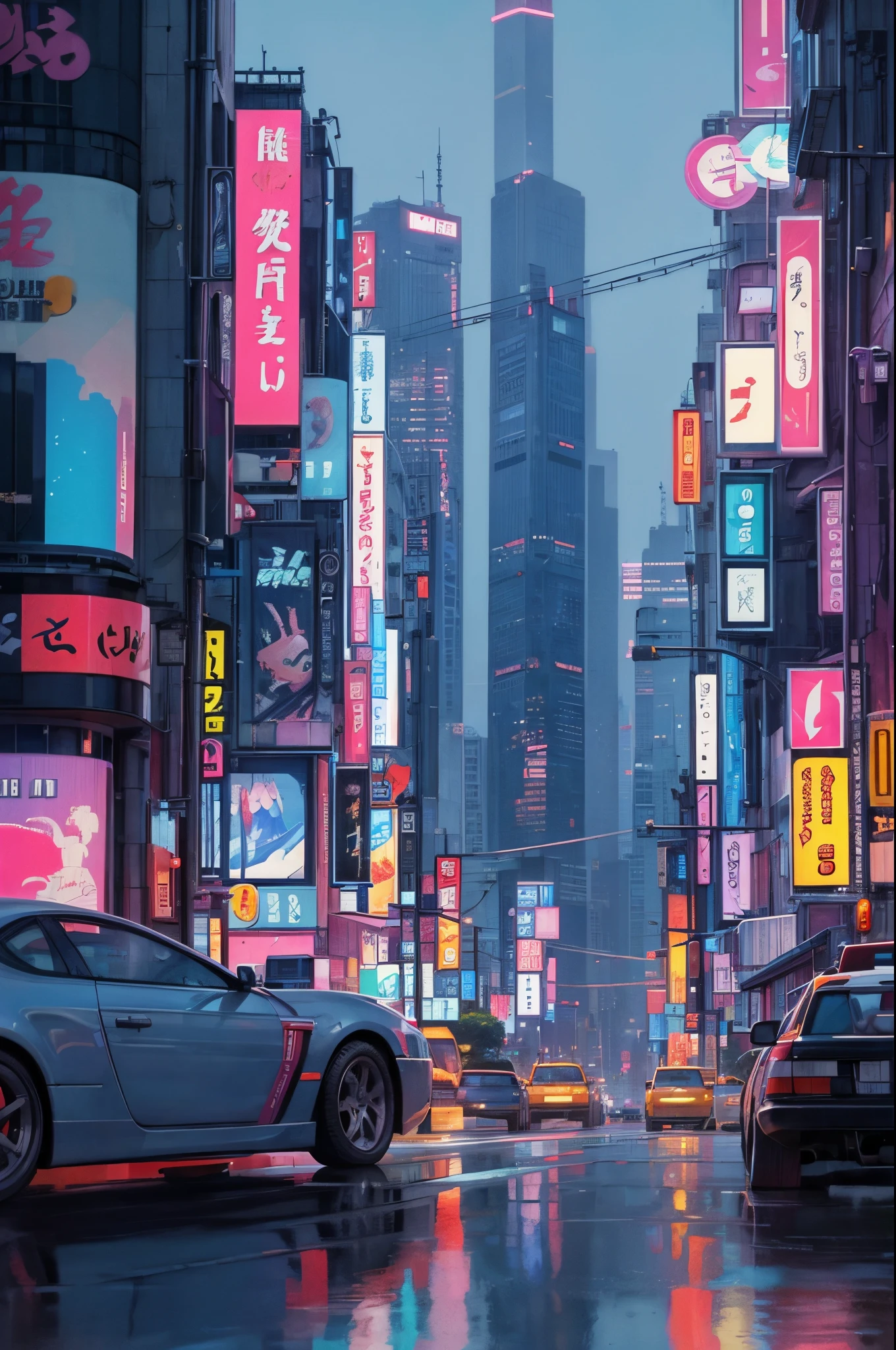 Produce a high-resolution image that represents a cityscape, similar to the city of Tokyo at dusk, com uma atmosfera vibrante e moderna, no estilo visual de jogos 8 bits modernos. Highlight the presence of illuminated skyscrapers, reminiscent of the futuristic aesthetic of Neo Tokyo, reflecting in the calm waters of a river that runs through the city. Incorporar a multiplicidade de luzes neon, using an 8-bit color palette to create a nostalgic environment, efeito estilizado. Be sure to capture architectural details and the hustle and bustle of nightlife, maintaining the characteristic simplicity of the pixel art style. Make sure the composition conveys a sense of dynamism, representando carros em movimento nas ruas, people walking on the sidewalks and the pulsating energy that permeates the urban landscape. Adicionalmente, insert iconic elements, como letreiros luminosos e telas de publicidade interativas, de forma que se integra organicamente ao estilo visual de jogos 8 bits modernos, providing an authentic and captivating representation of a Tokyo-inspired metropolis at dusk modern, high detail, high details, best quality, super detail, PIXELART