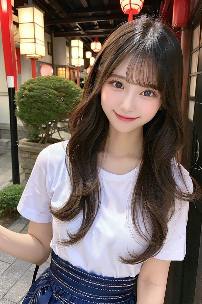 seed;88117315,((Full Body Angle))、((Front hair:1.3))、((Highest quality, 8k, masterpiece: 1.3)), concentrated: 1.2, Cute girl 1,Nipples erect、 Perfect beauty: 1.4,Summer off-the-shoulder cropped T-shirt、Letter Print、Shorts: 1.2,Long sleeve、Randall Color、comics&Text Graphics、Black ruffle-trimmed drawstring zip blouse,1.1, Highly detailed face and skin textures, Fine grain, double eyelid, whitening skin, ,Highest quality,Ultra-high resolution,you,1 girl,alone,_Shiny_skin,Iris,necklace,((brown_length_Wavy_hair)),(lips)),eyelash,Front hair,deal with,compensate,Shiny,pore,skin,Large Breasts、((smiling face))、stroll、