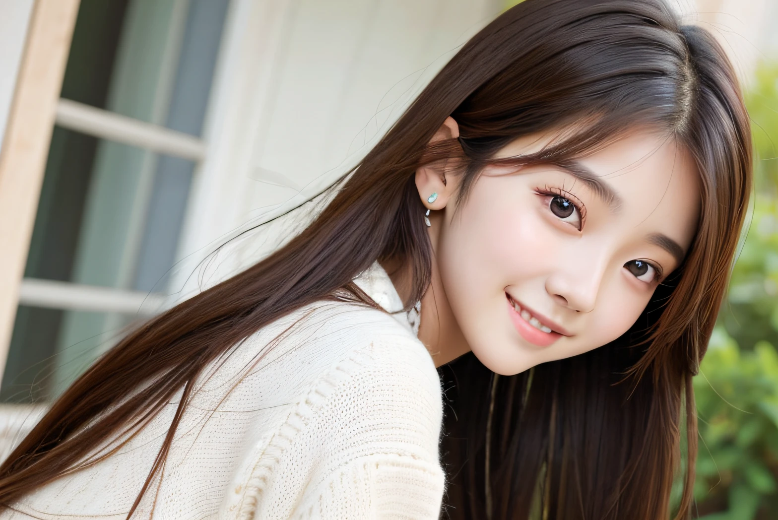 A very charming girl, , Korean, South Korean model, with beautiful appearance, gorgeous appearance, charming facial features, beautiful eyes, perfect lips, looking at the camera with a smile,