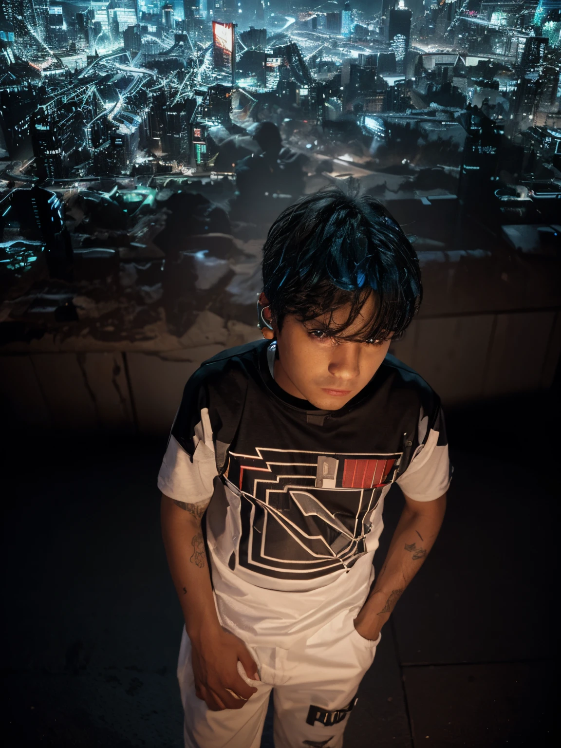 Change background cyberpunk handsome boy,realistic face, 8k