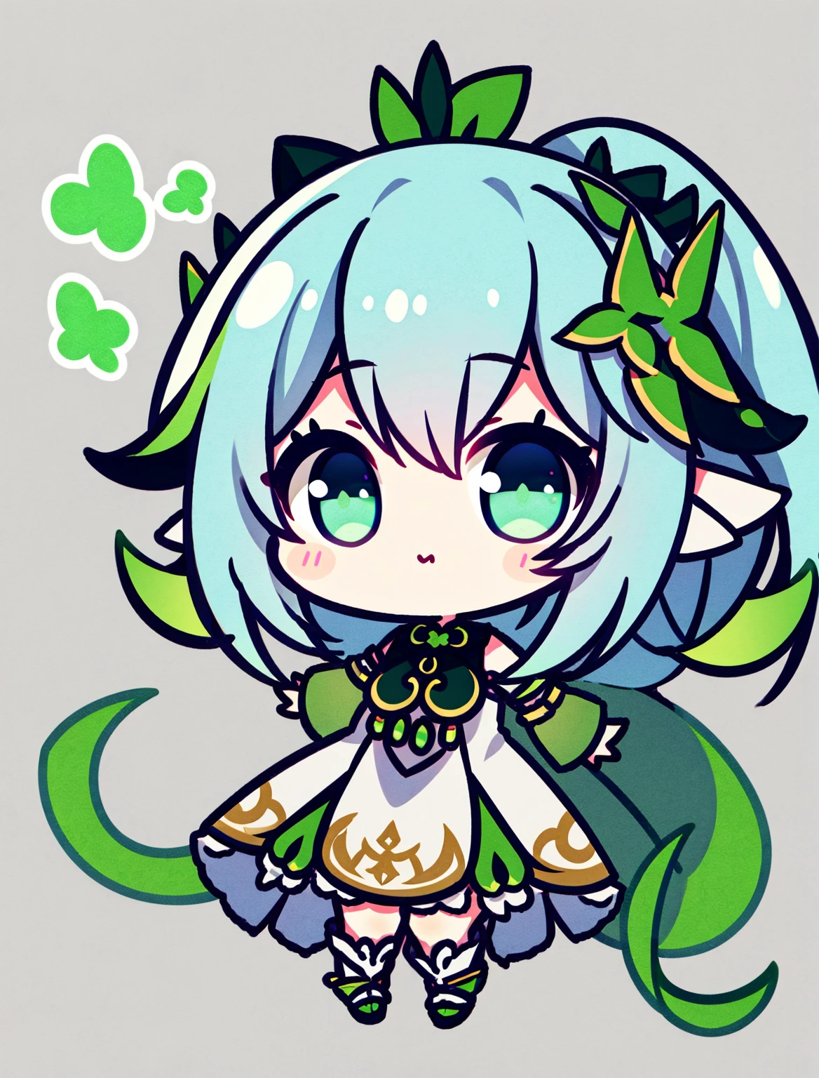 nahidadef, chibi, full body, white background, solidbackground, simple background, high details, UHD