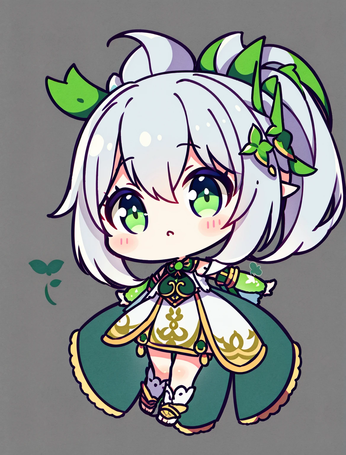 nahidadef, chibi, full body, white background, solidbackground, simple background, high details, UHD