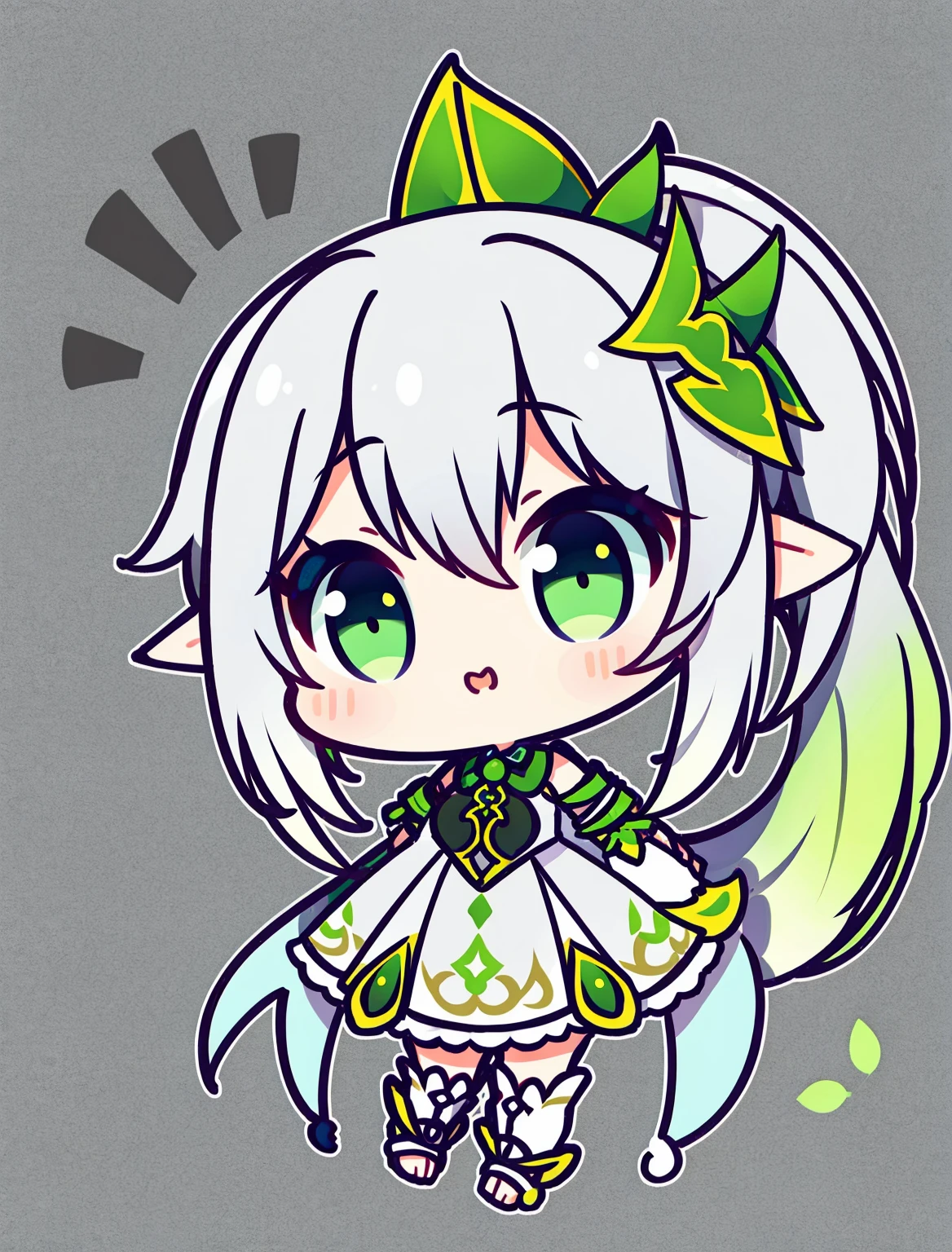 nahidadef, chibi, full body, white background, solidbackground, simple background, high details, UHD